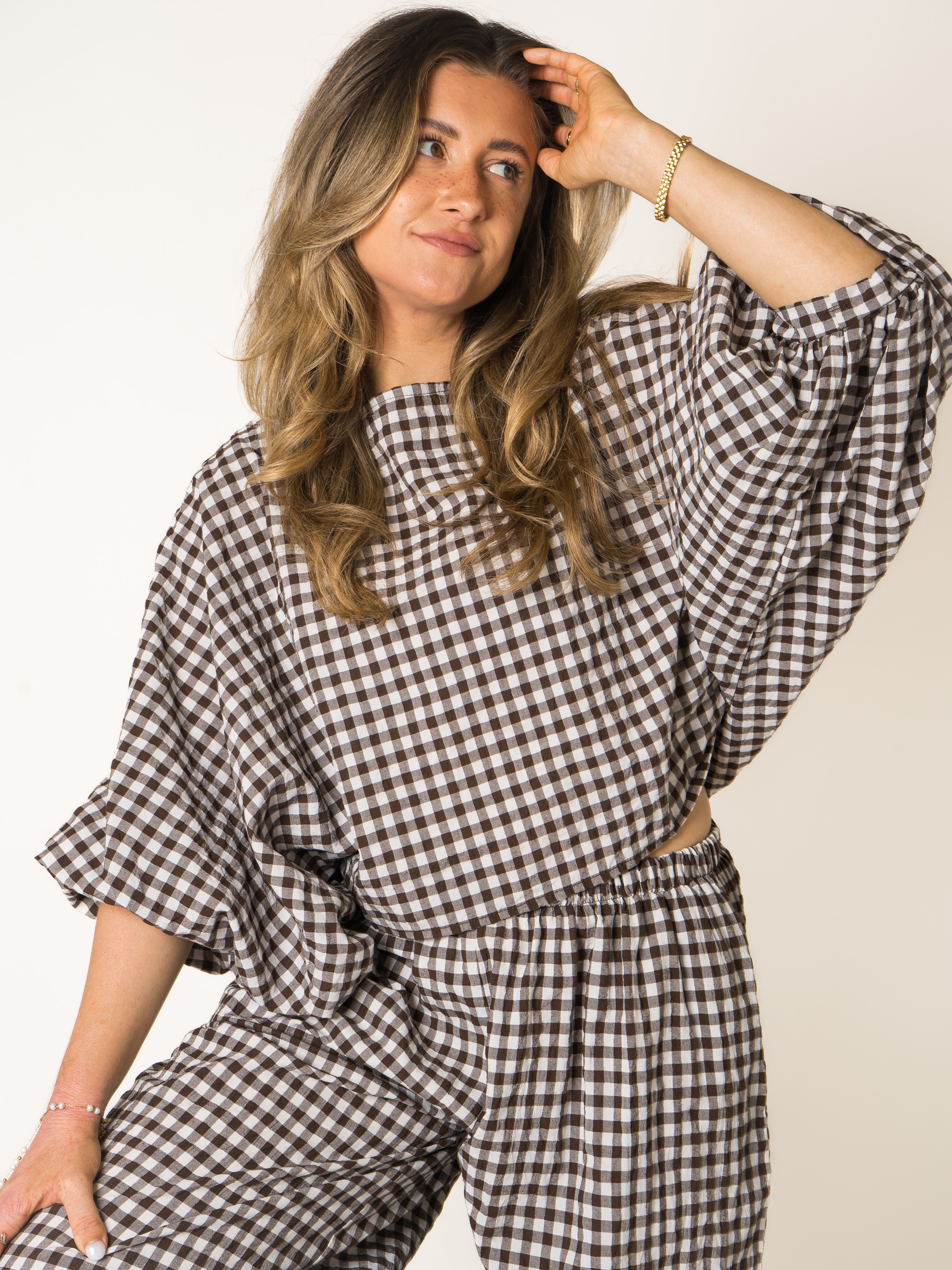 Summer Plaid Cotton Blouse
