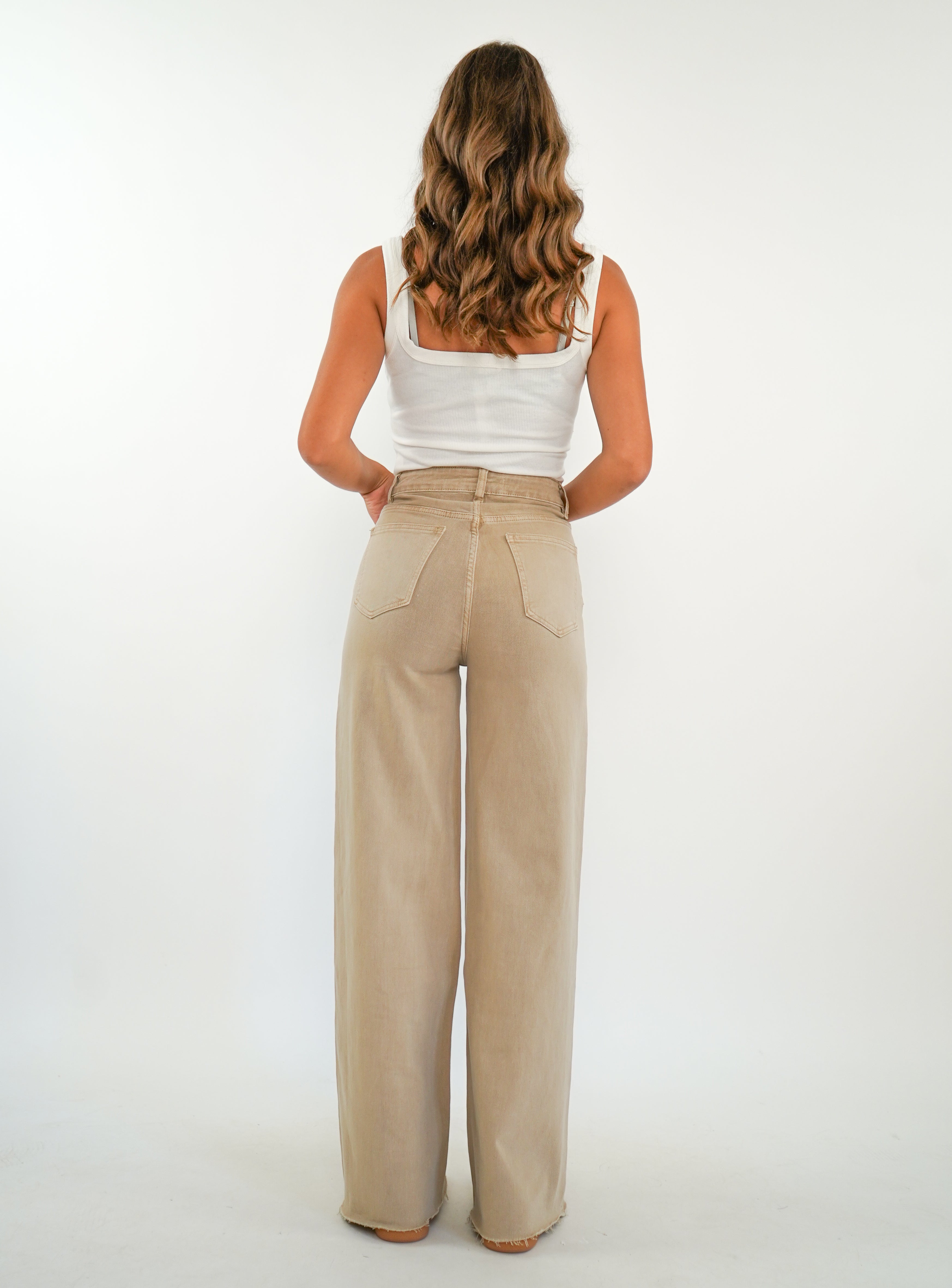 Wide Leg Jeans - Oatmeal