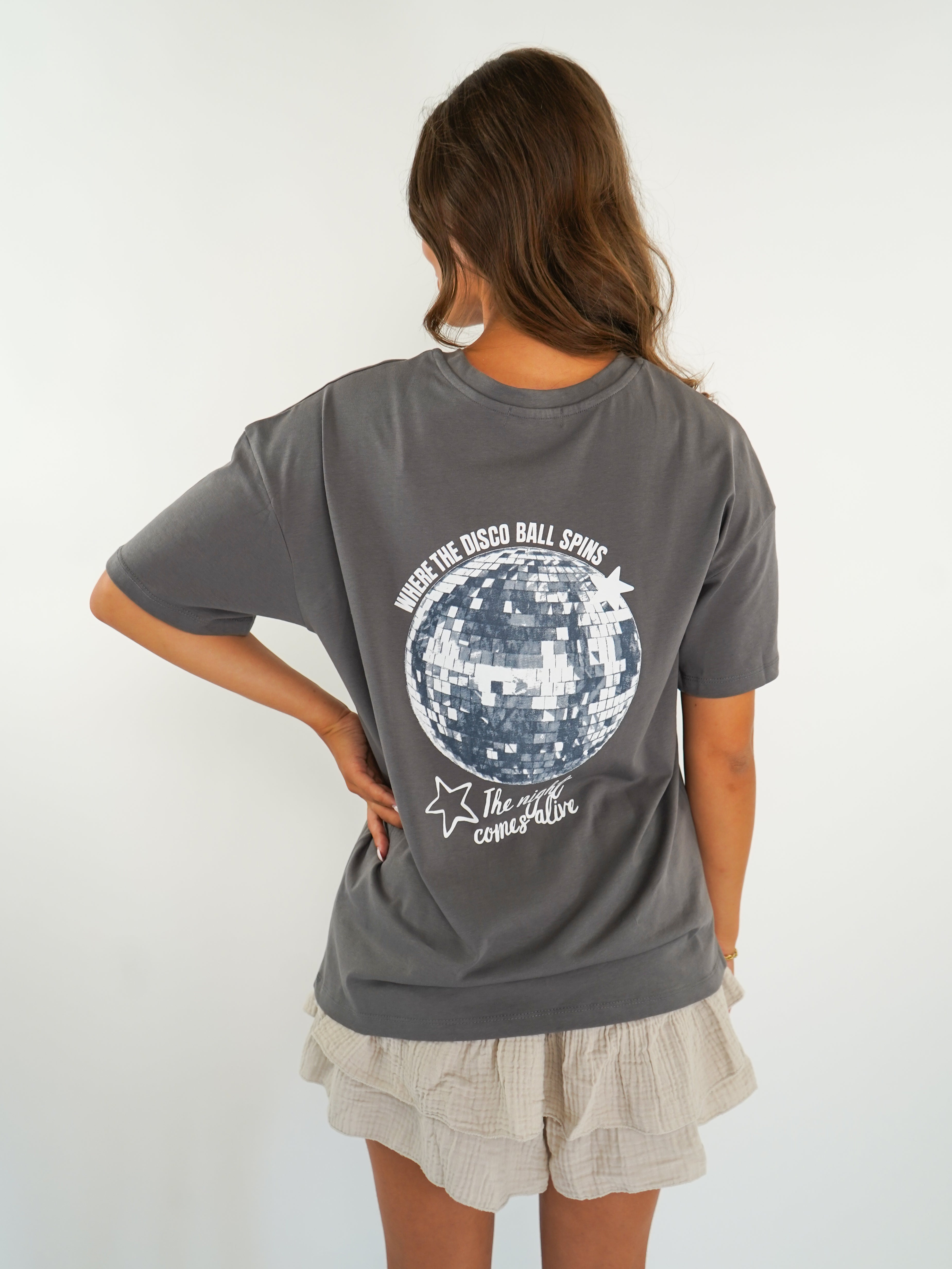 Disco Ball Backprint T-Shirt - Dunkelgrau