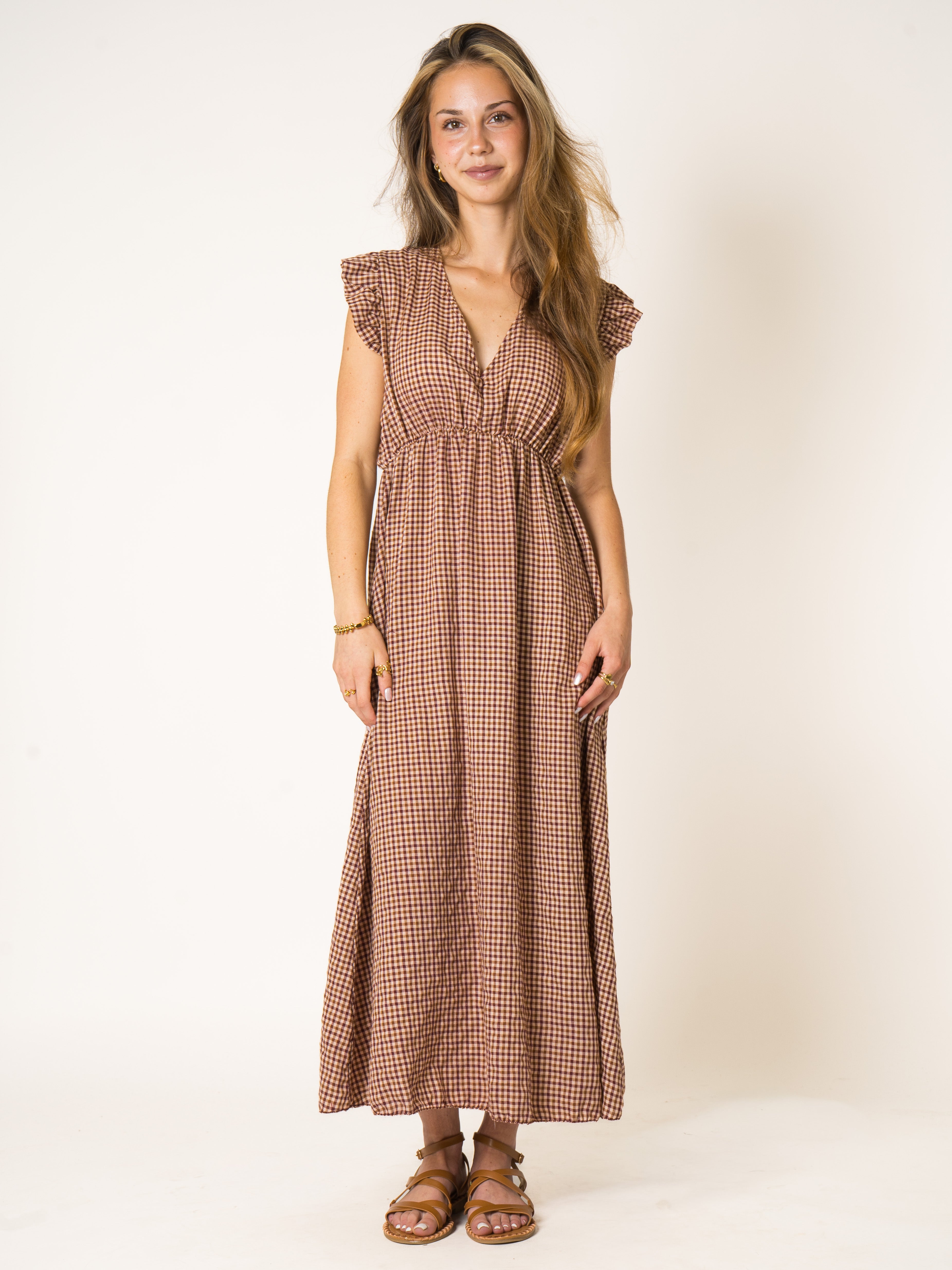 Plaid Cotton Midikleid