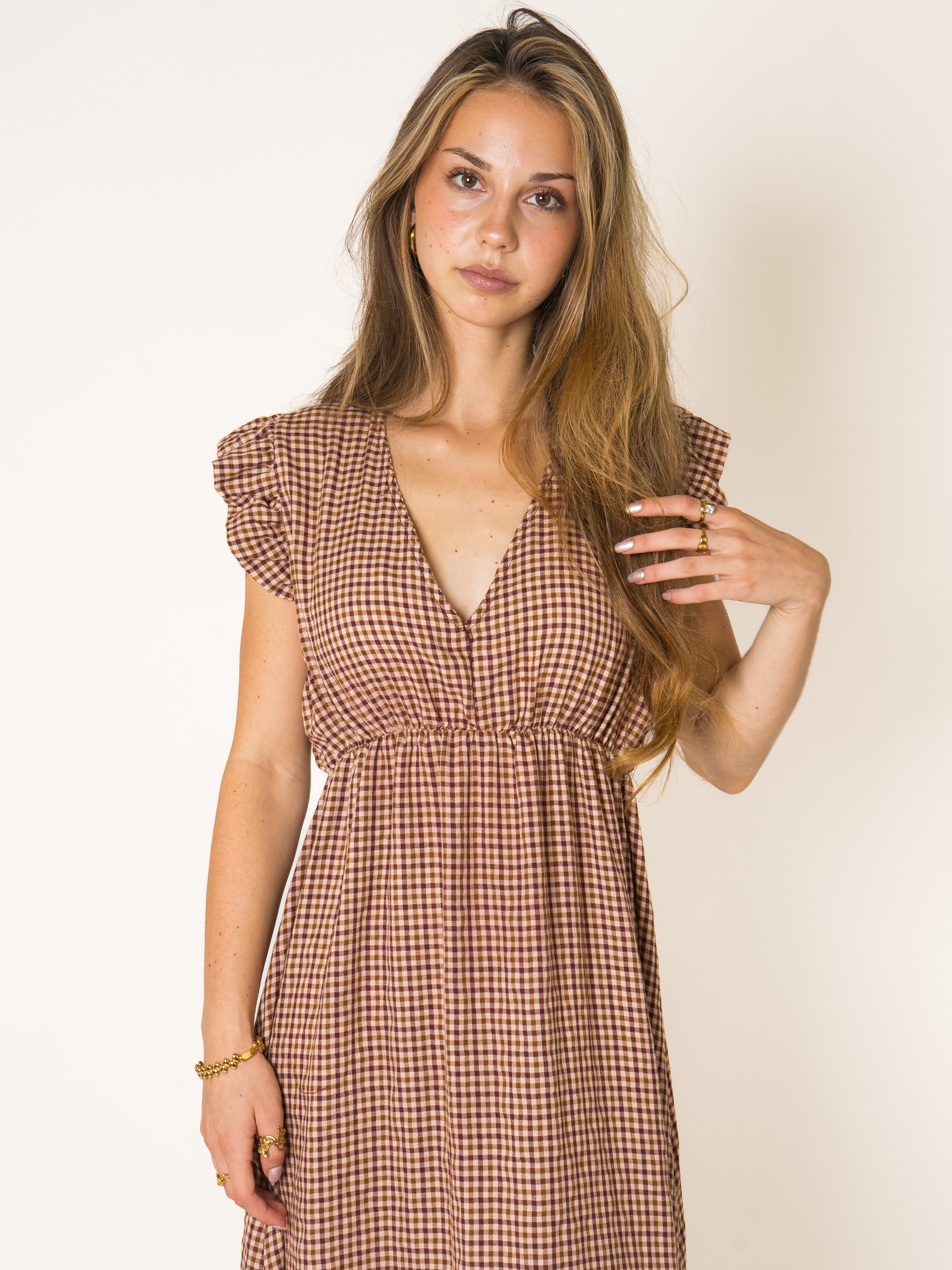 Plaid Cotton Midikleid