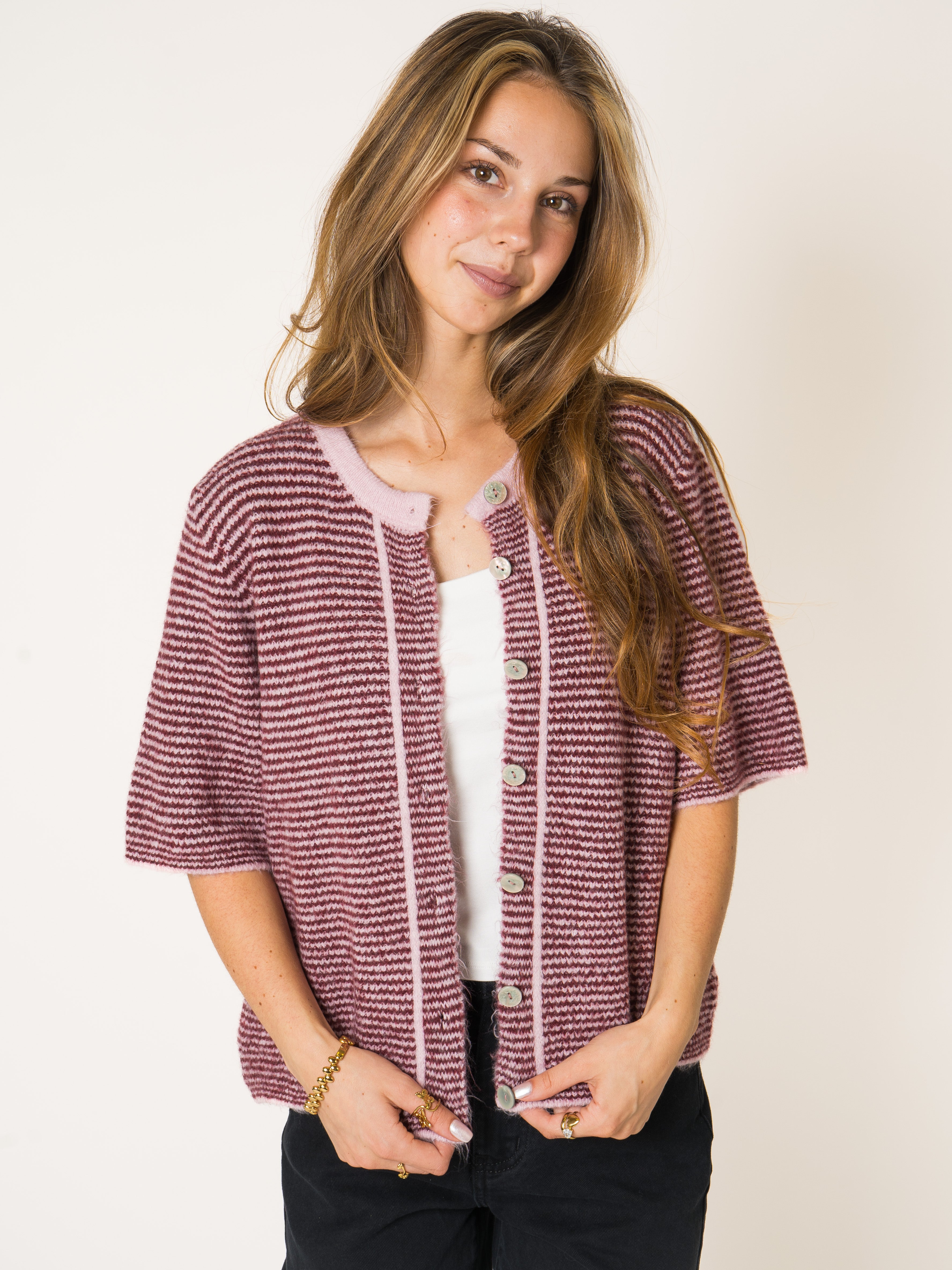 Blush Stripe Knit Shirt