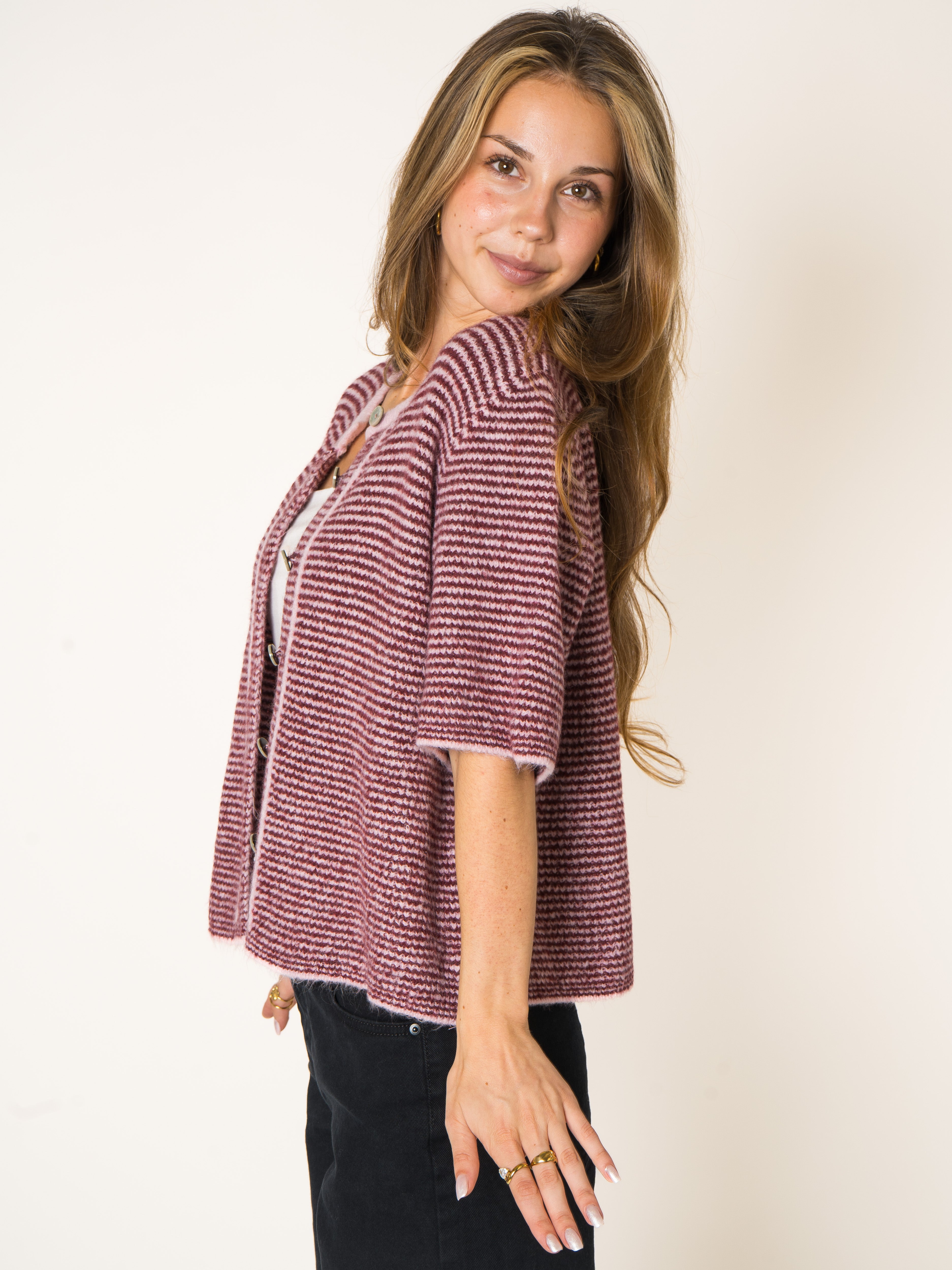 Blush Stripe Knit Shirt
