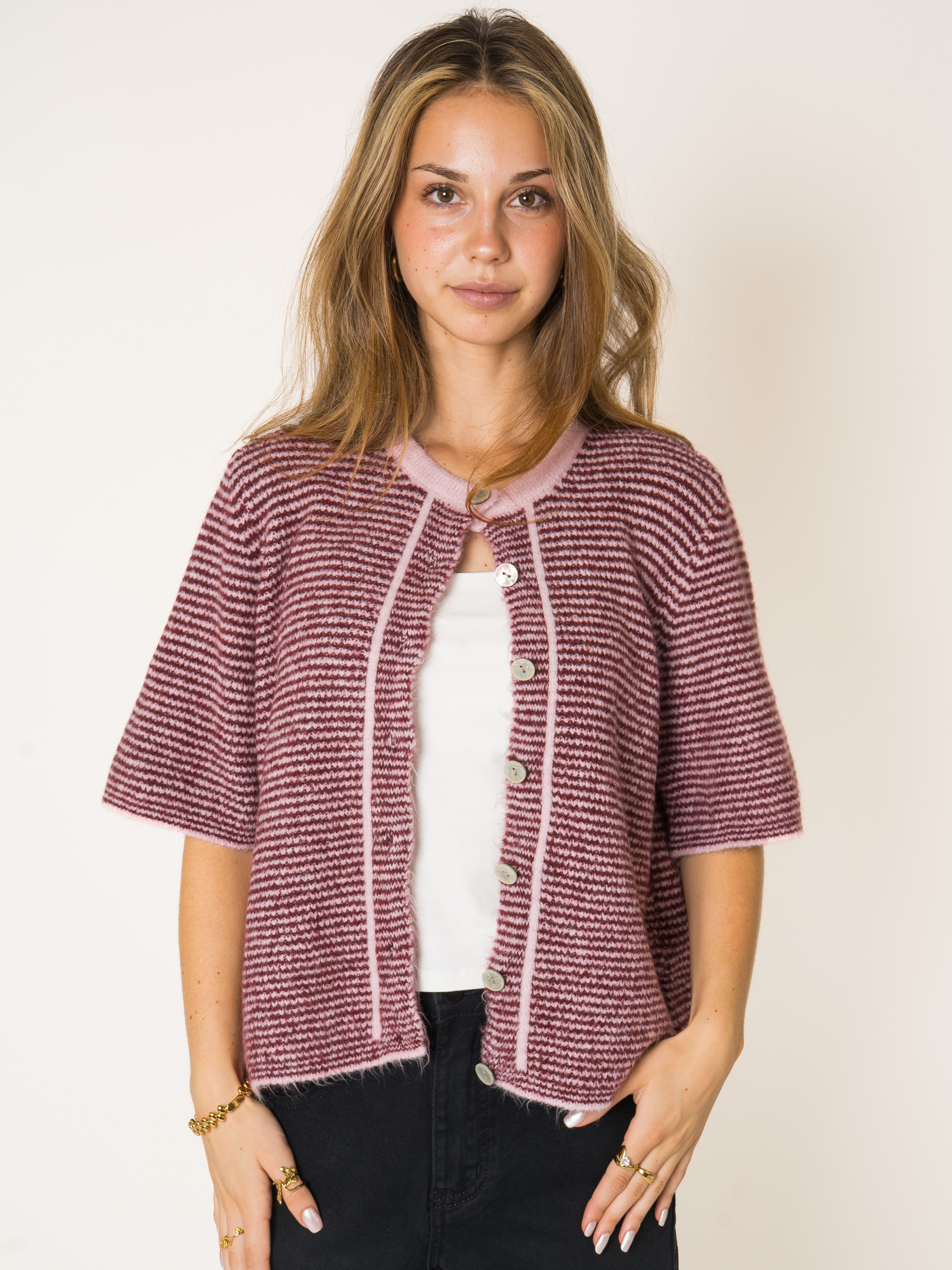 Blush Stripe Knit Shirt