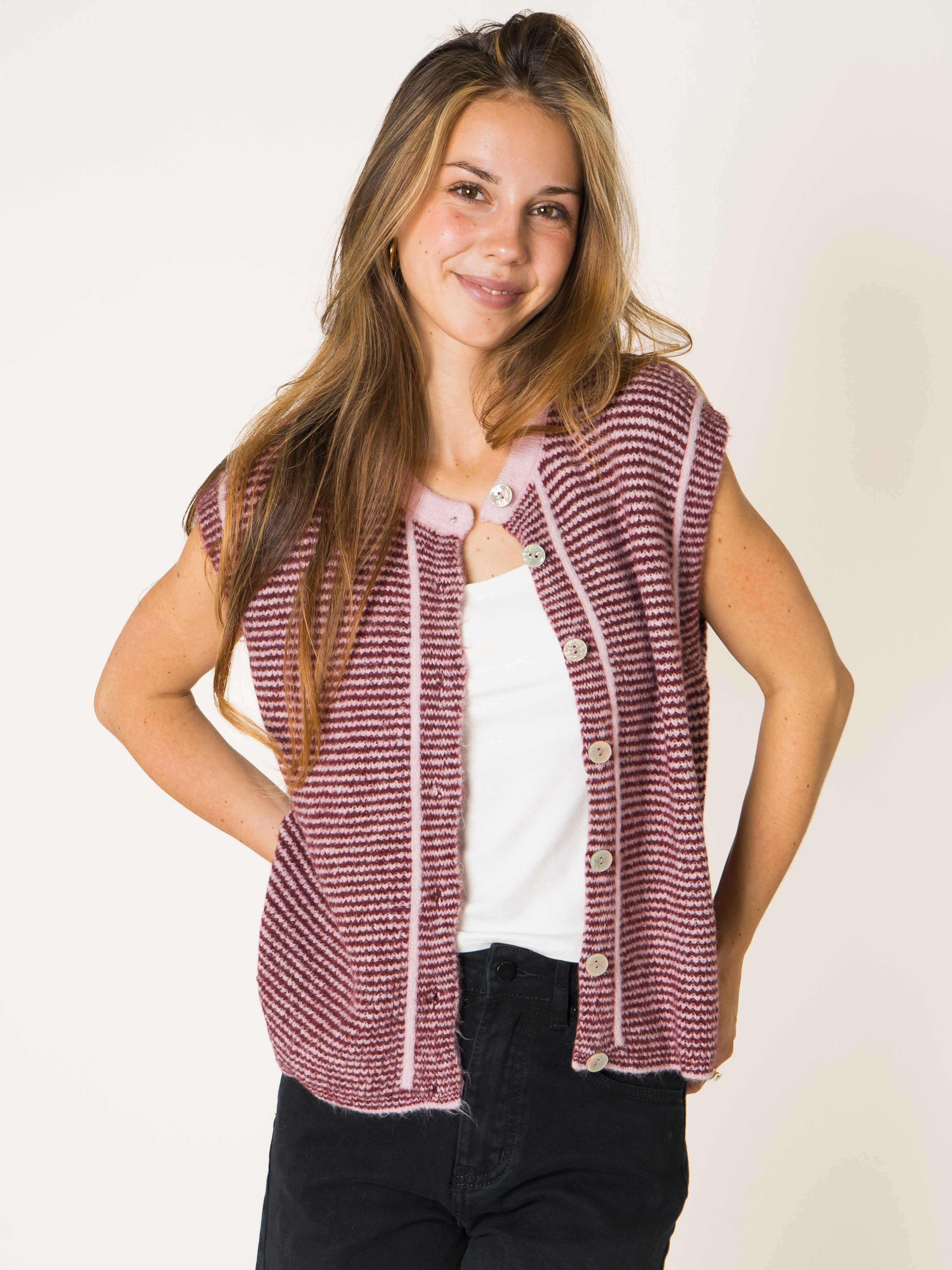 Blush Stripe Knit Vest