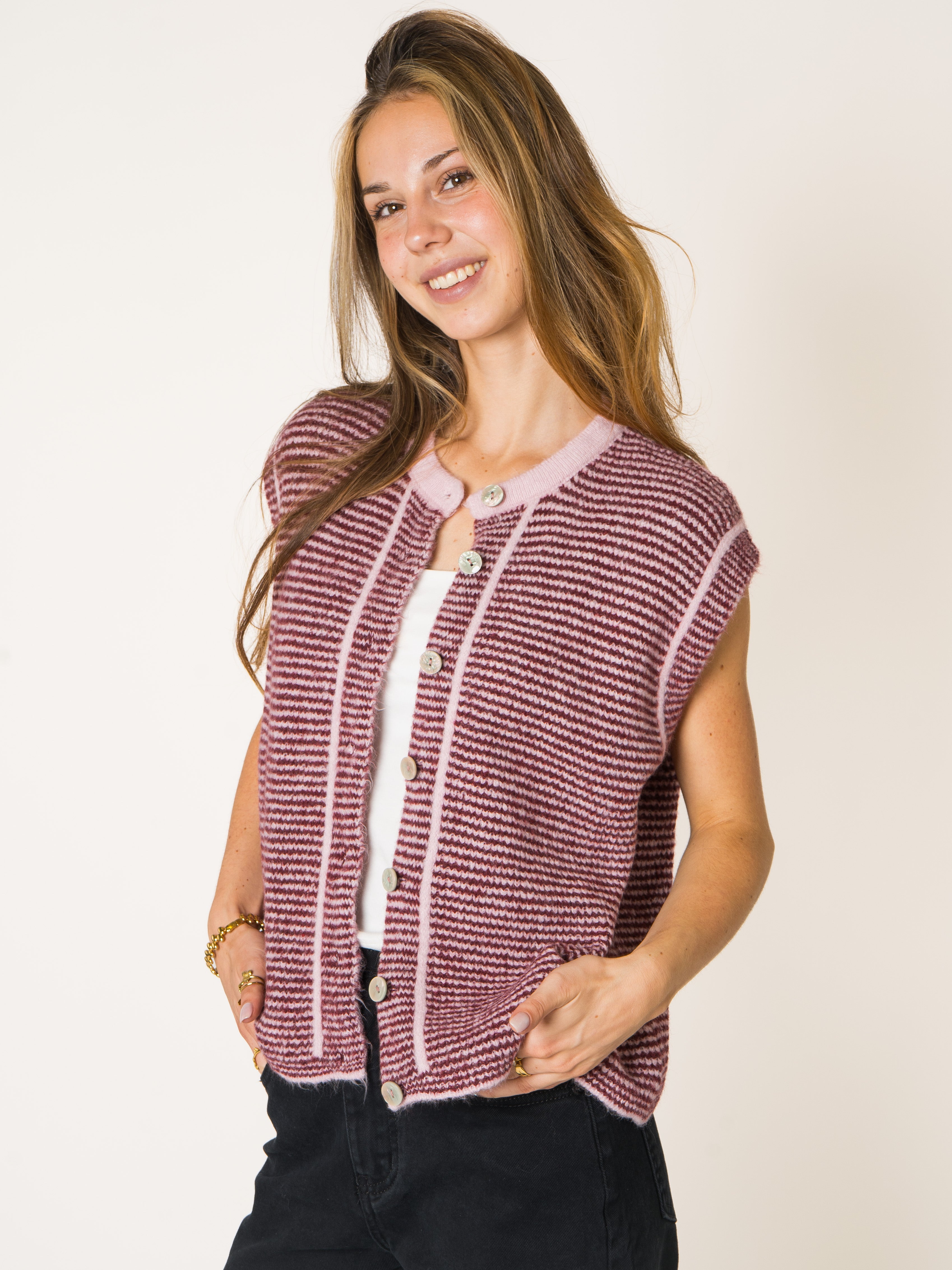 Blush Stripe Knit Vest