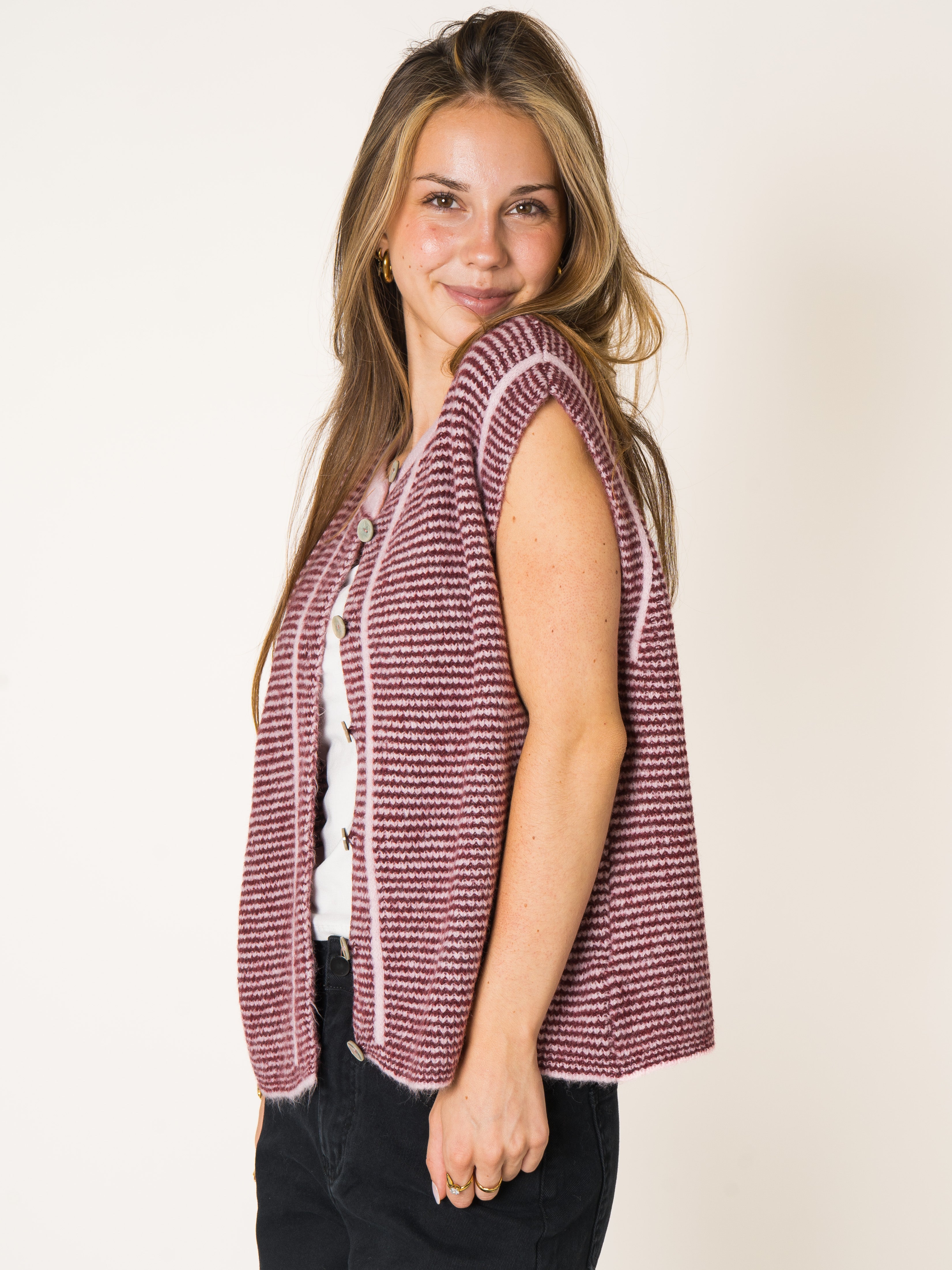 Blush Stripe Knit Vest