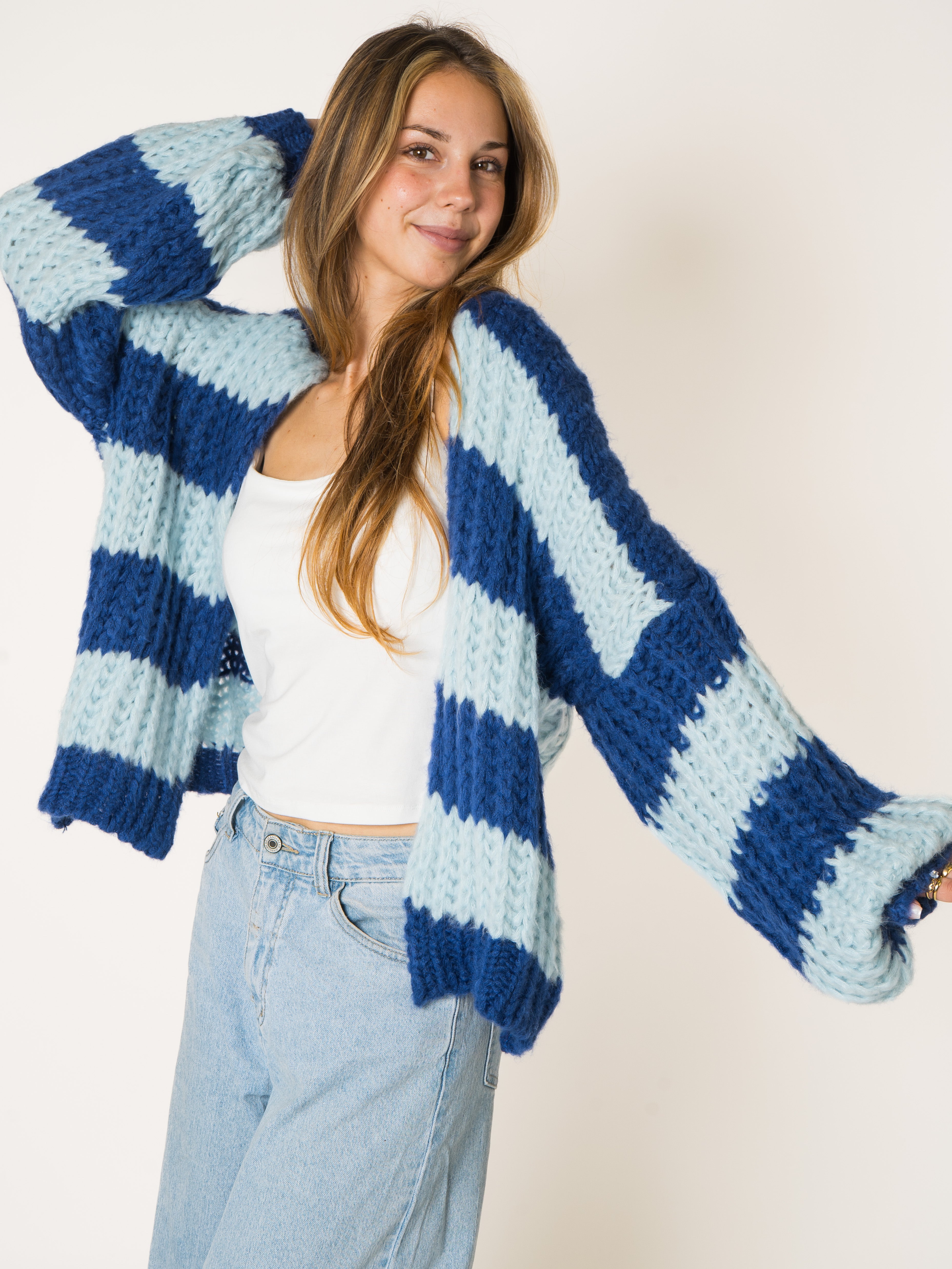 Blueberry Stripes Knit Cardigan