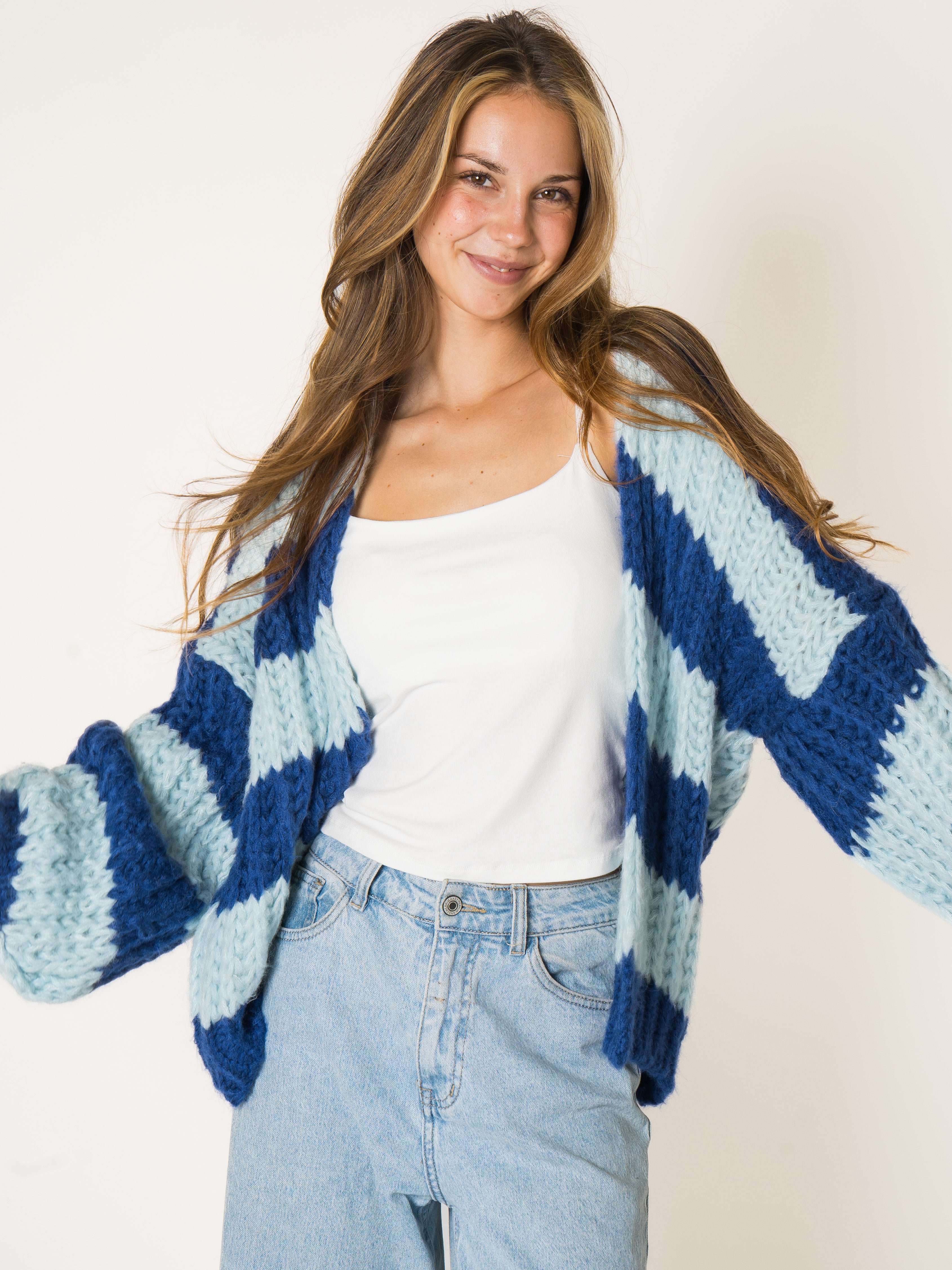 Blueberry Stripes Knit Cardigan