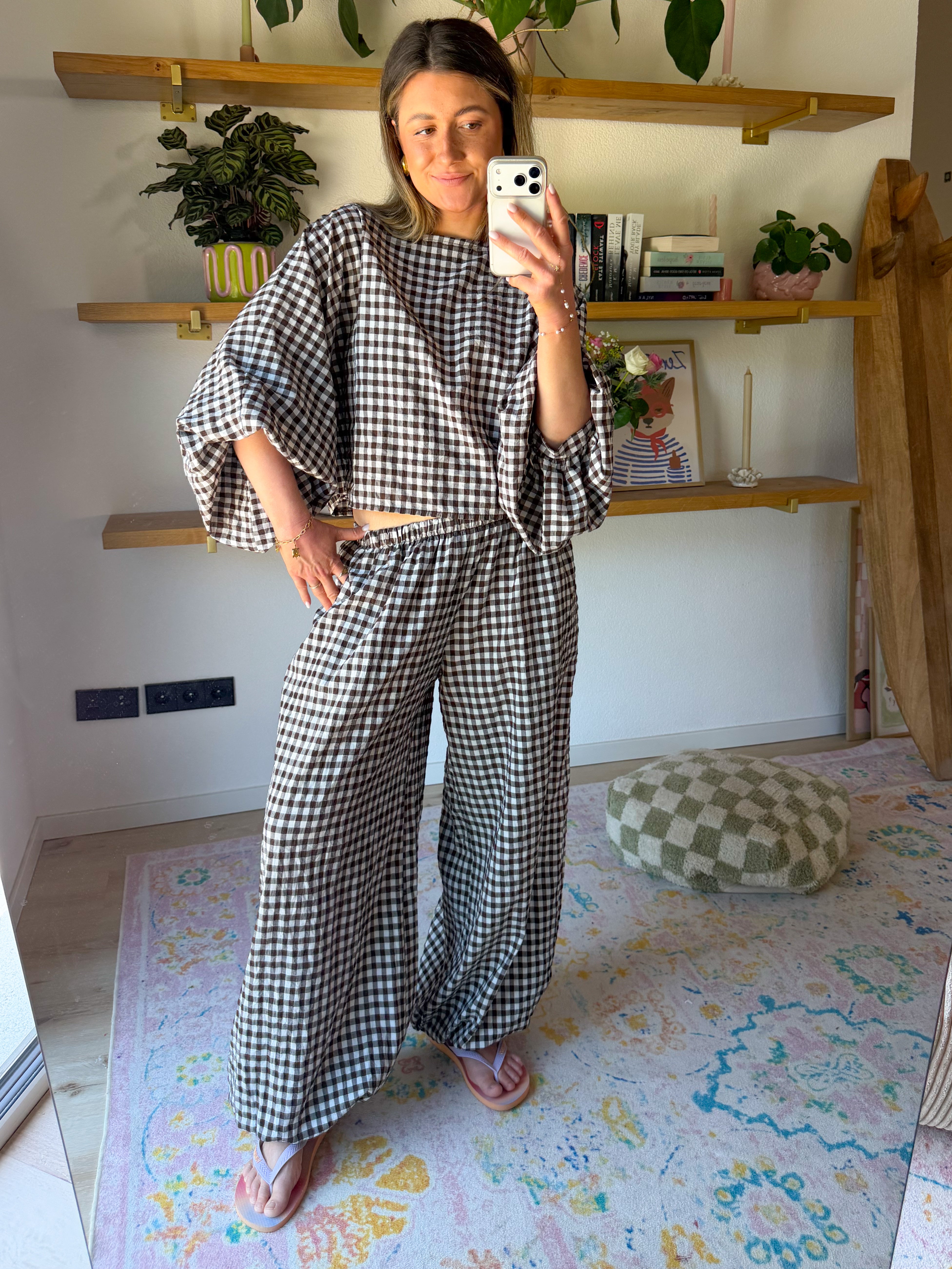 Summer Plaid Cotton Pants