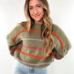 Cozy Strickpullover Stripes - khaki