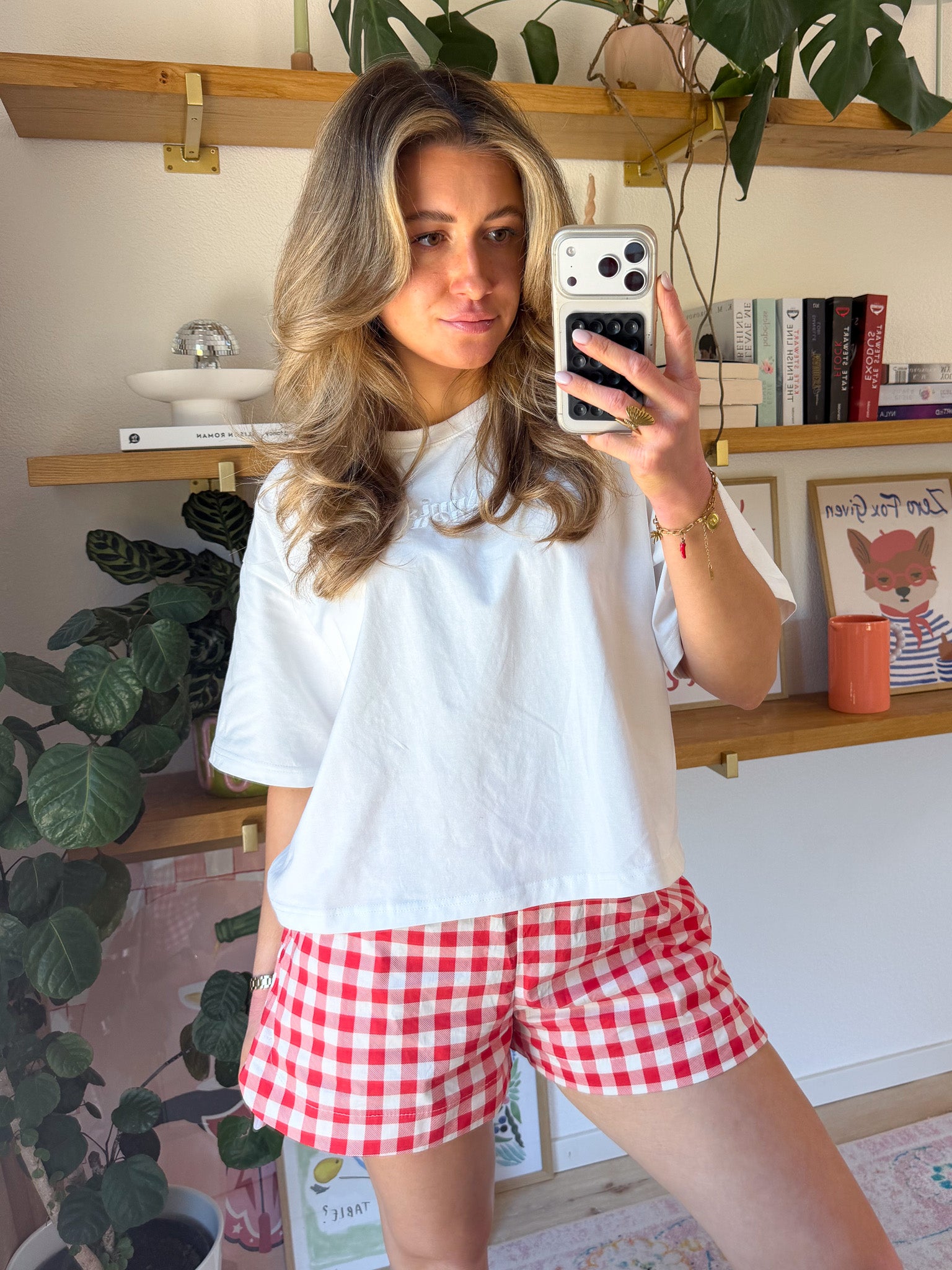 Cherry Plaid Shorts + Basic Tee