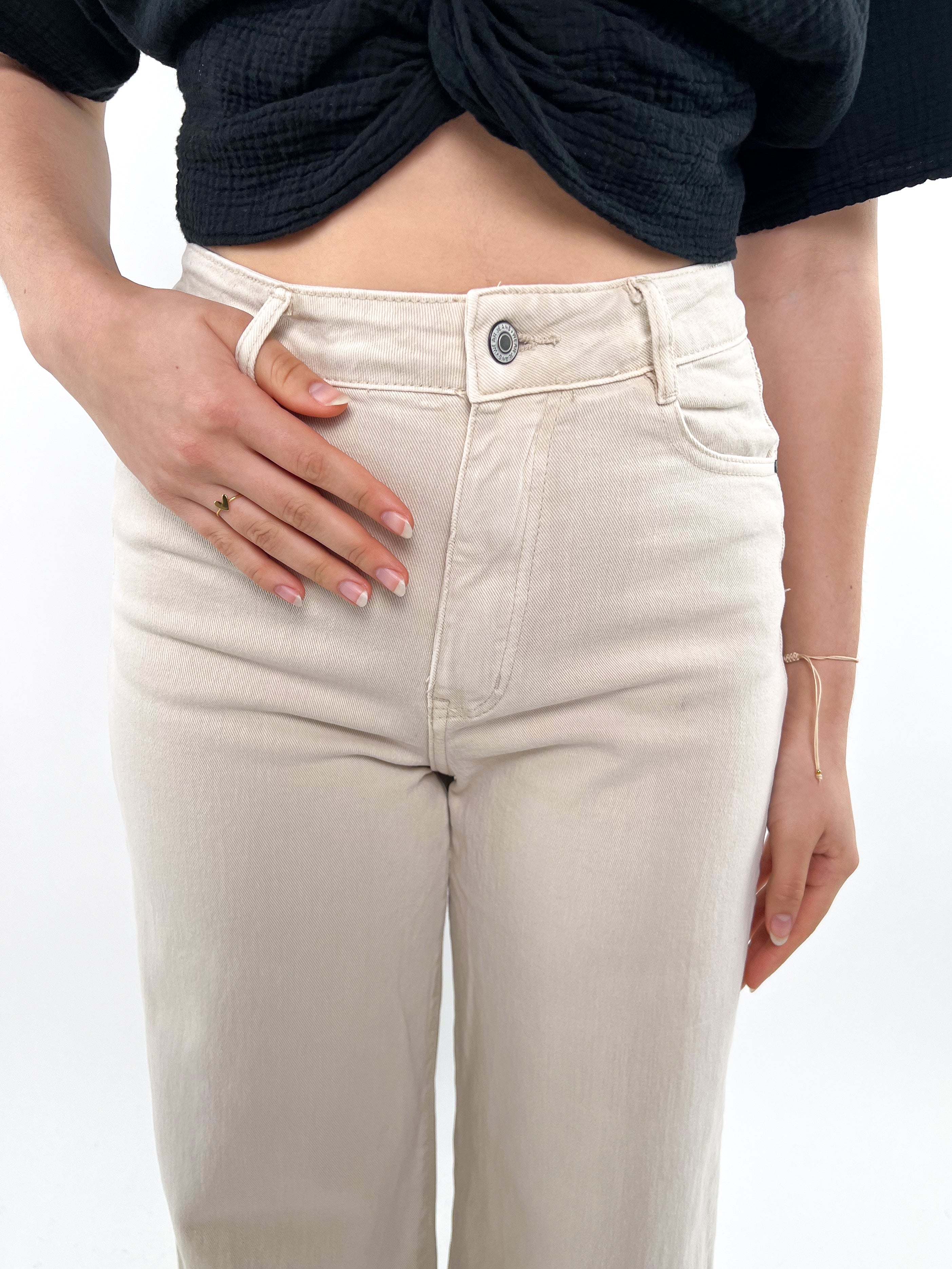 Wide Leg Jeans Sand - Beige