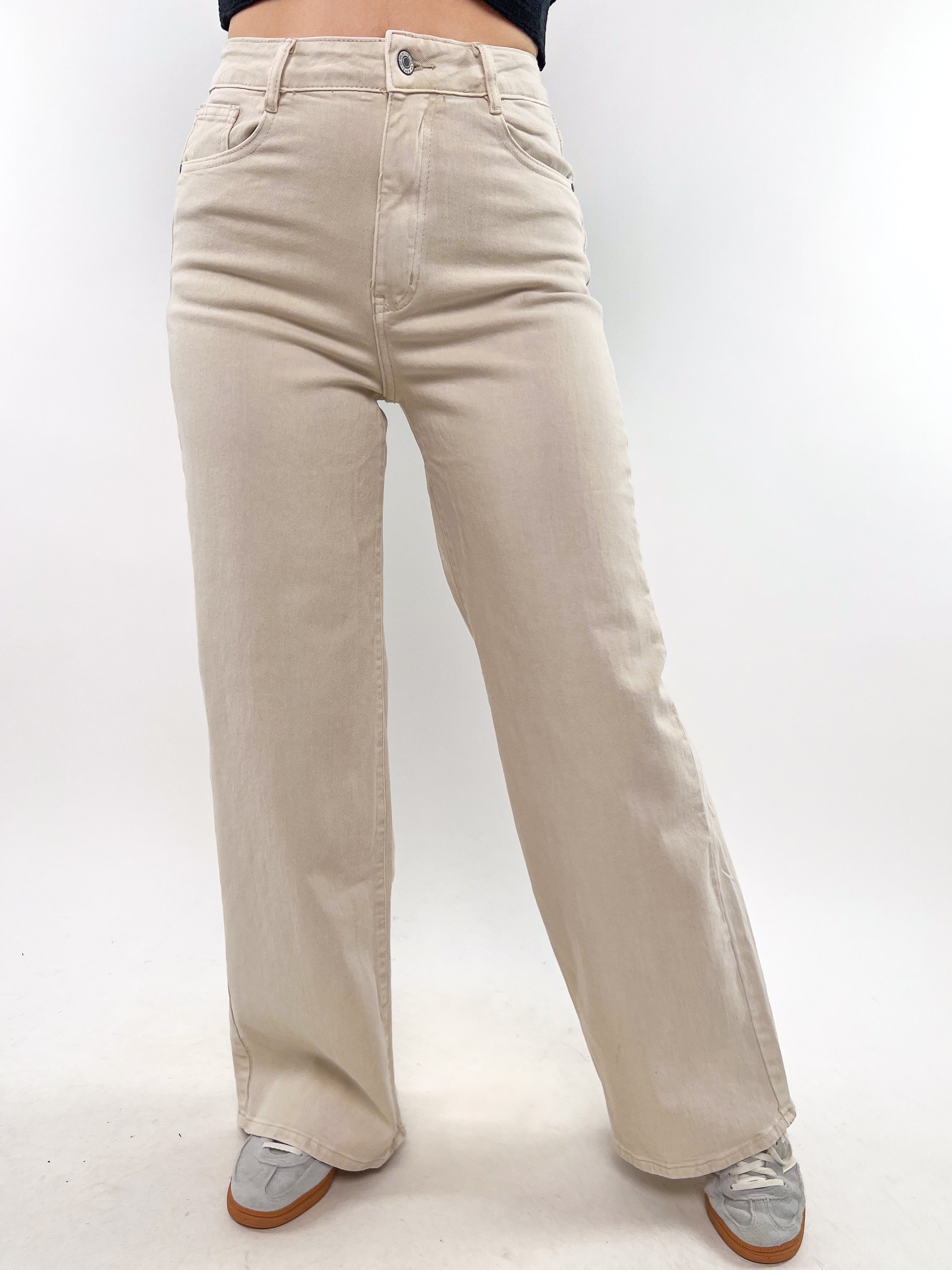 Wide Leg Jeans Sand - Beige