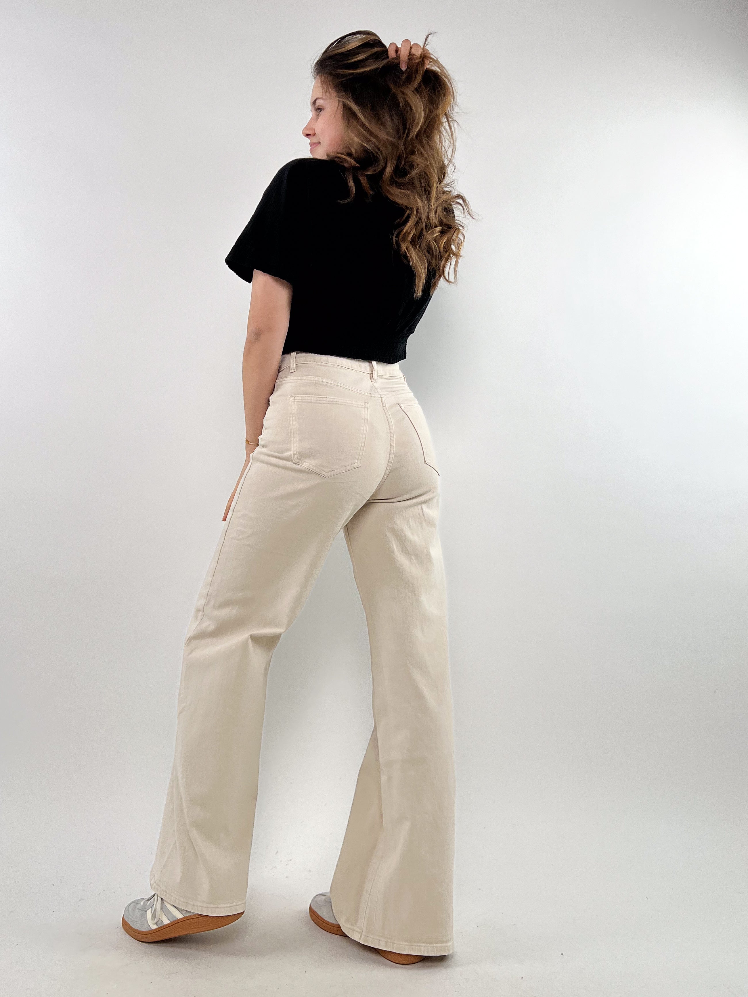 Wide Leg Jeans Sand - Beige