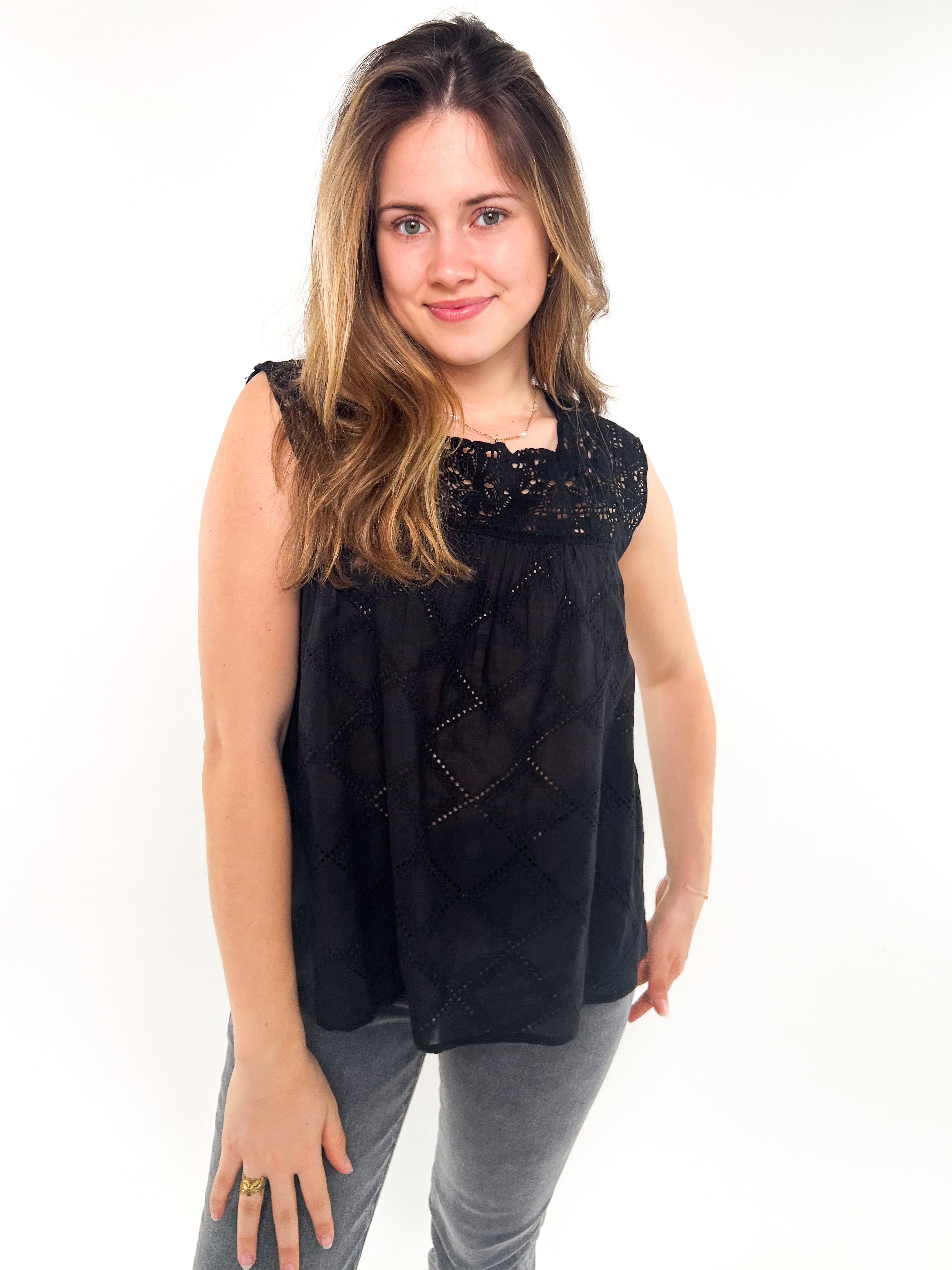 Lace Top Spitze - schwarz