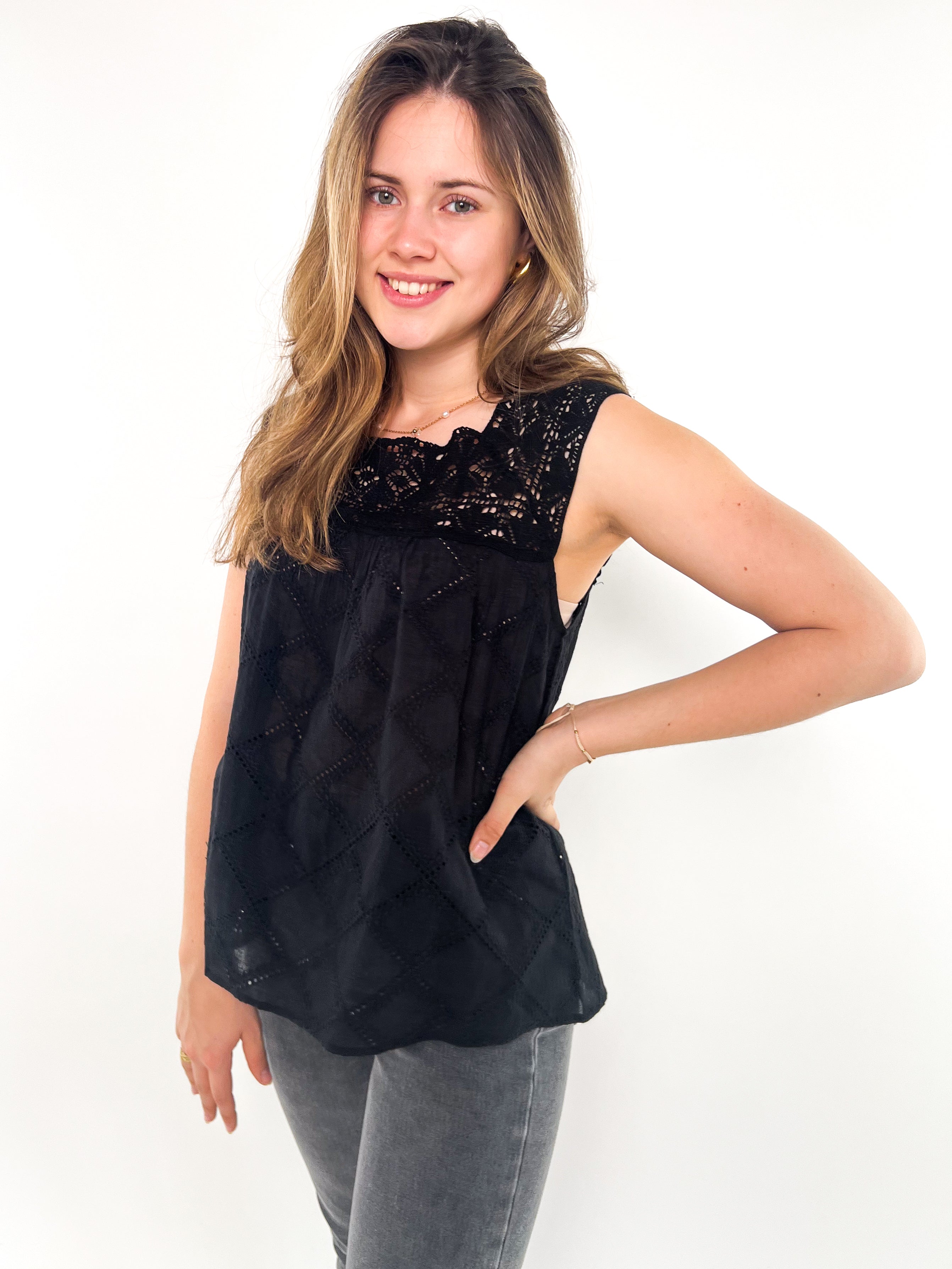 Lace Top Spitze - schwarz