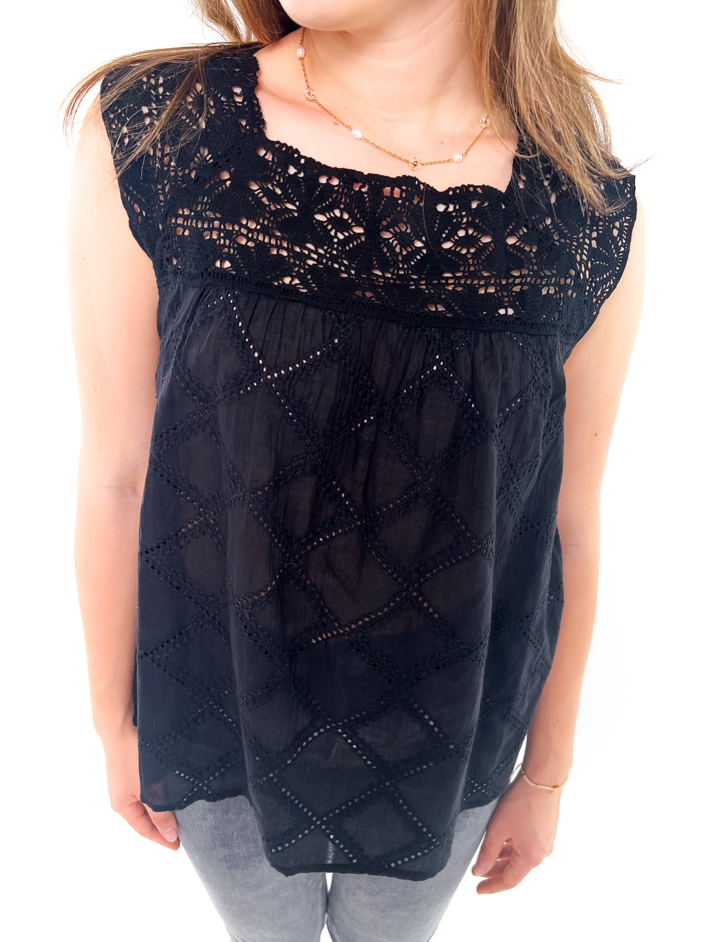 Lace Top Spitze - schwarz
