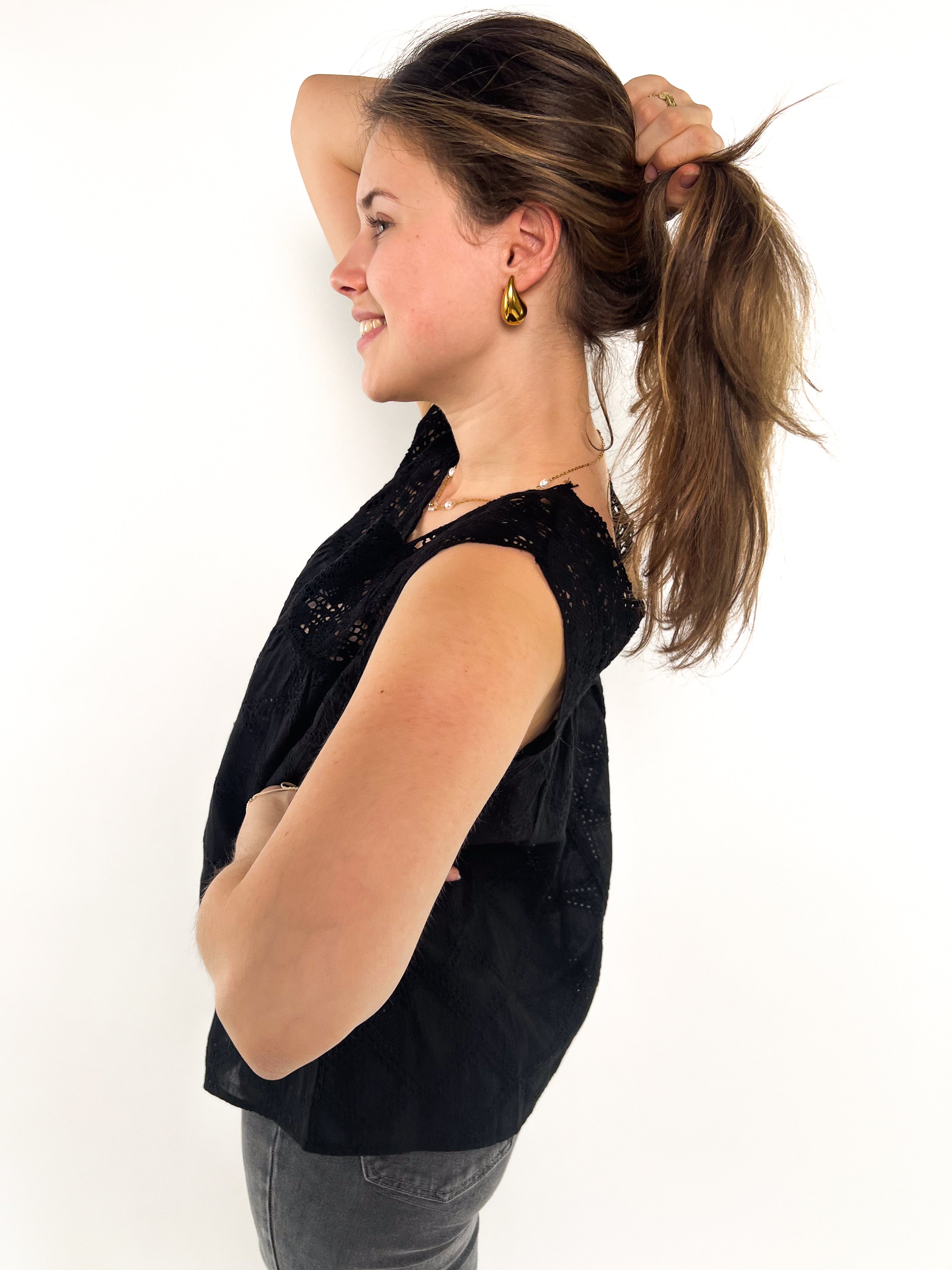 Lace Top Spitze - schwarz