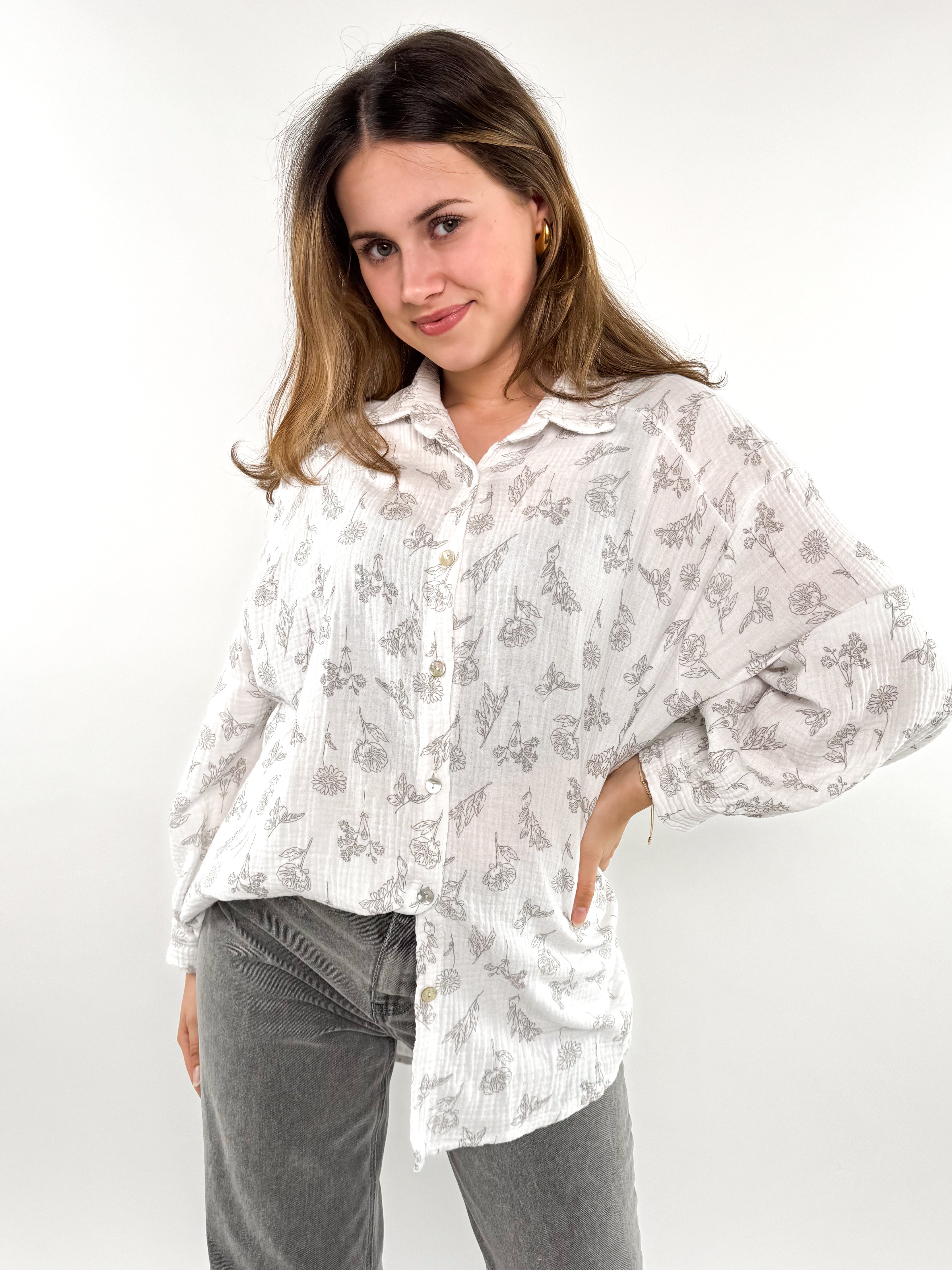 Musselinbluse Wild Dreams - anthrazit