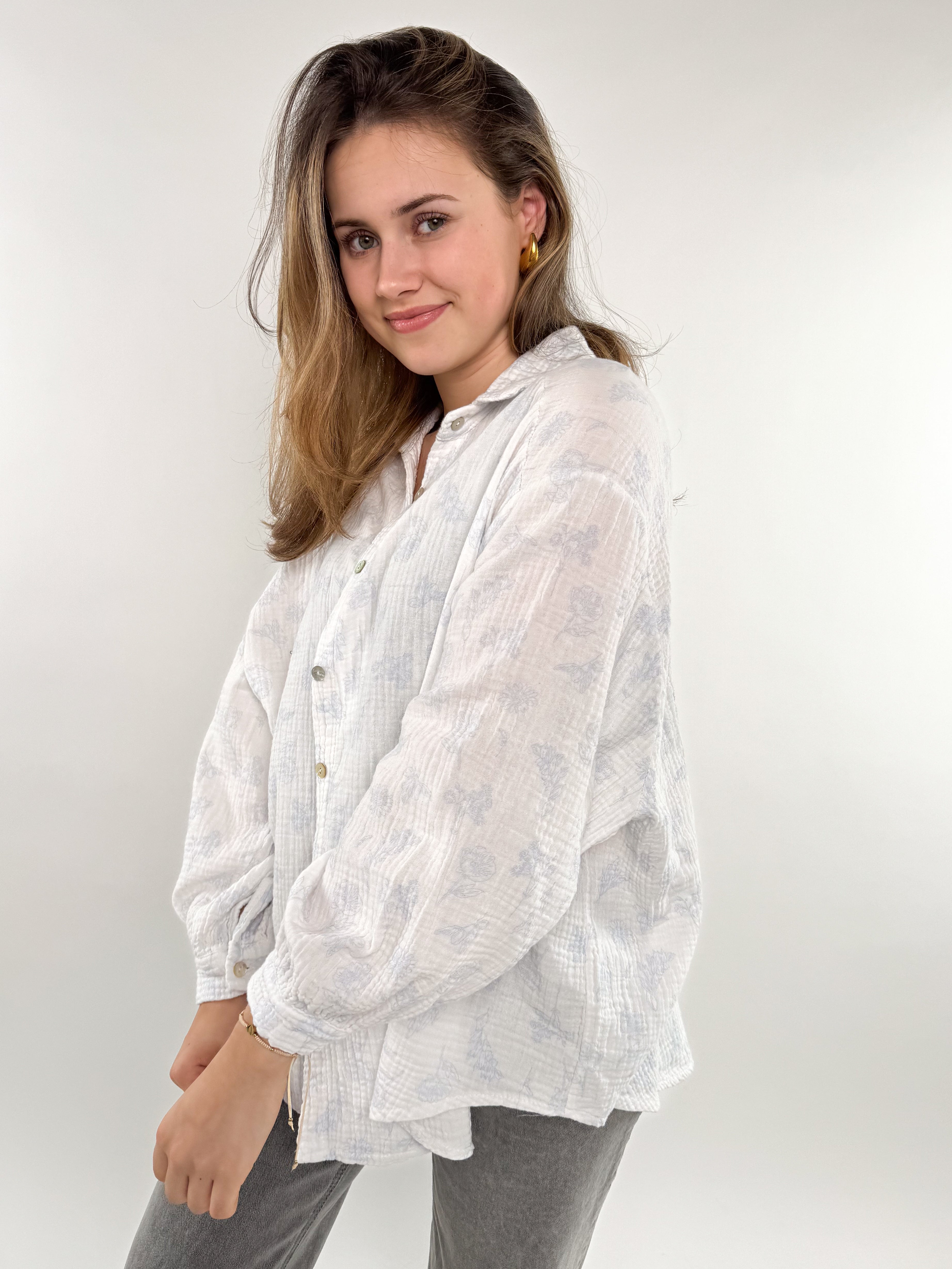 Musselinbluse Wild Dreams - hellblau