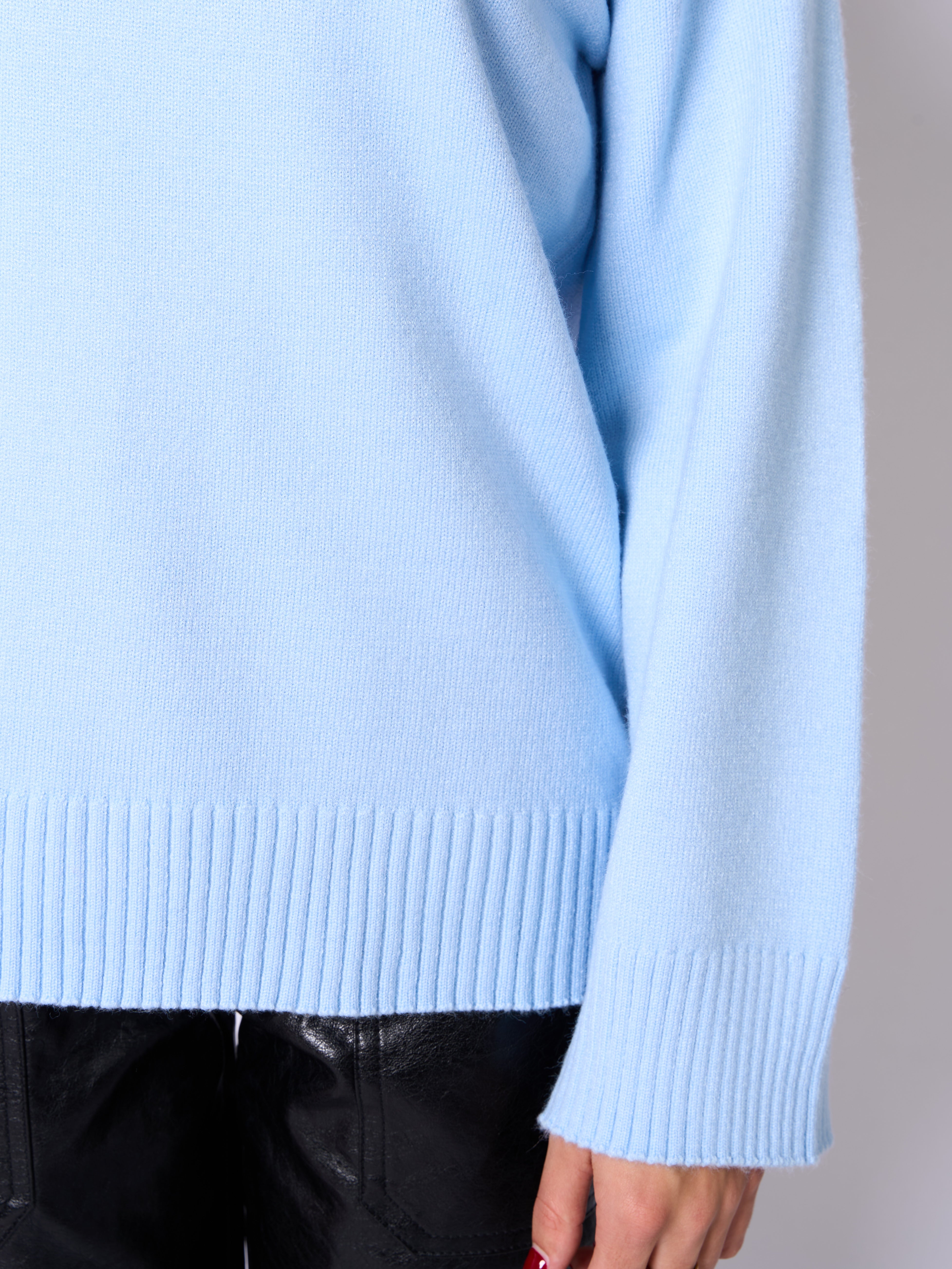 LUCKY DEAL 1260 Basic Feinstrick Sweatshirt - Himmelsblau - vom Umtausch ausgeschlossen -
