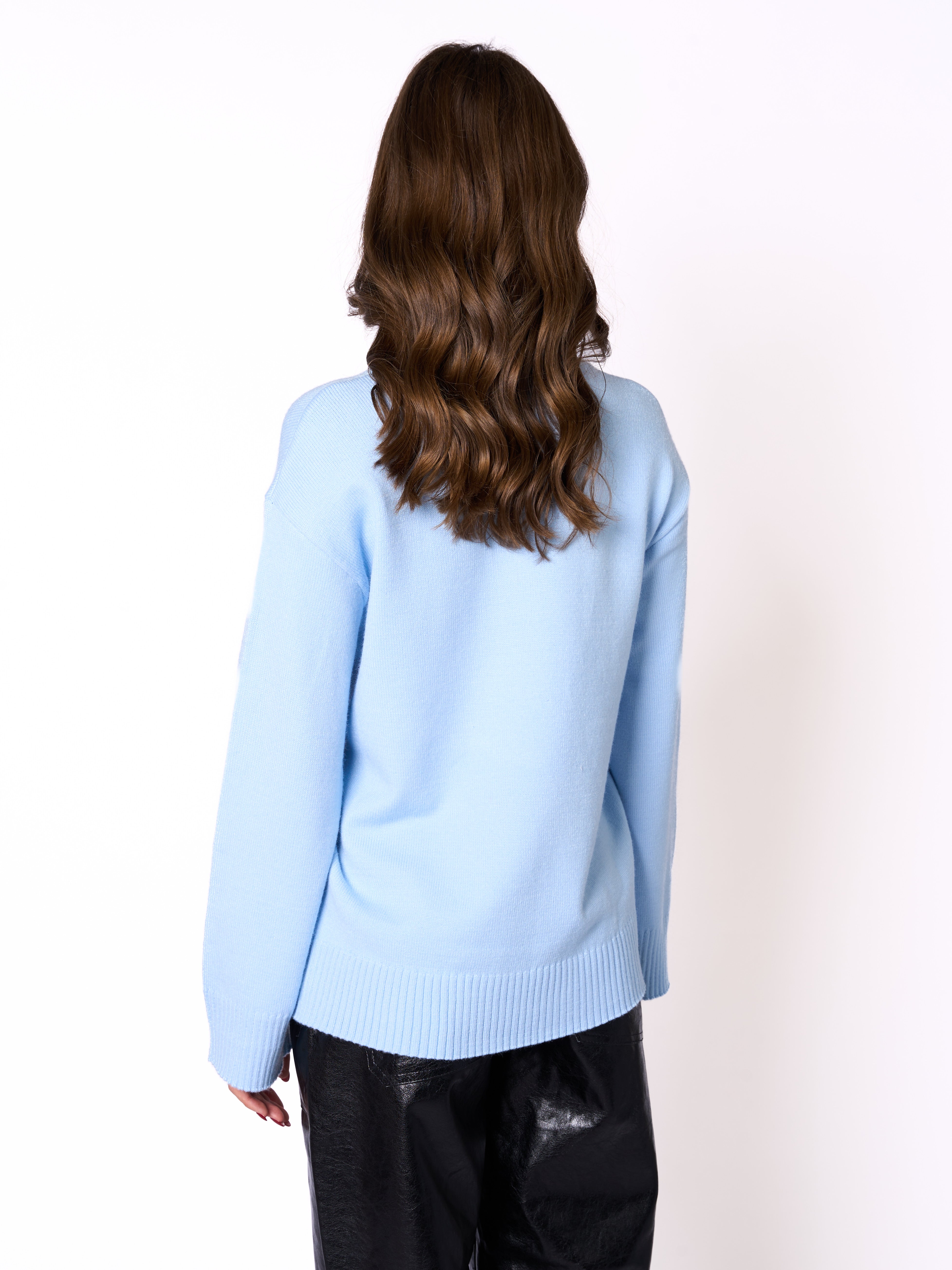 LUCKY DEAL 1260 Basic Feinstrick Sweatshirt - Himmelsblau - vom Umtausch ausgeschlossen -