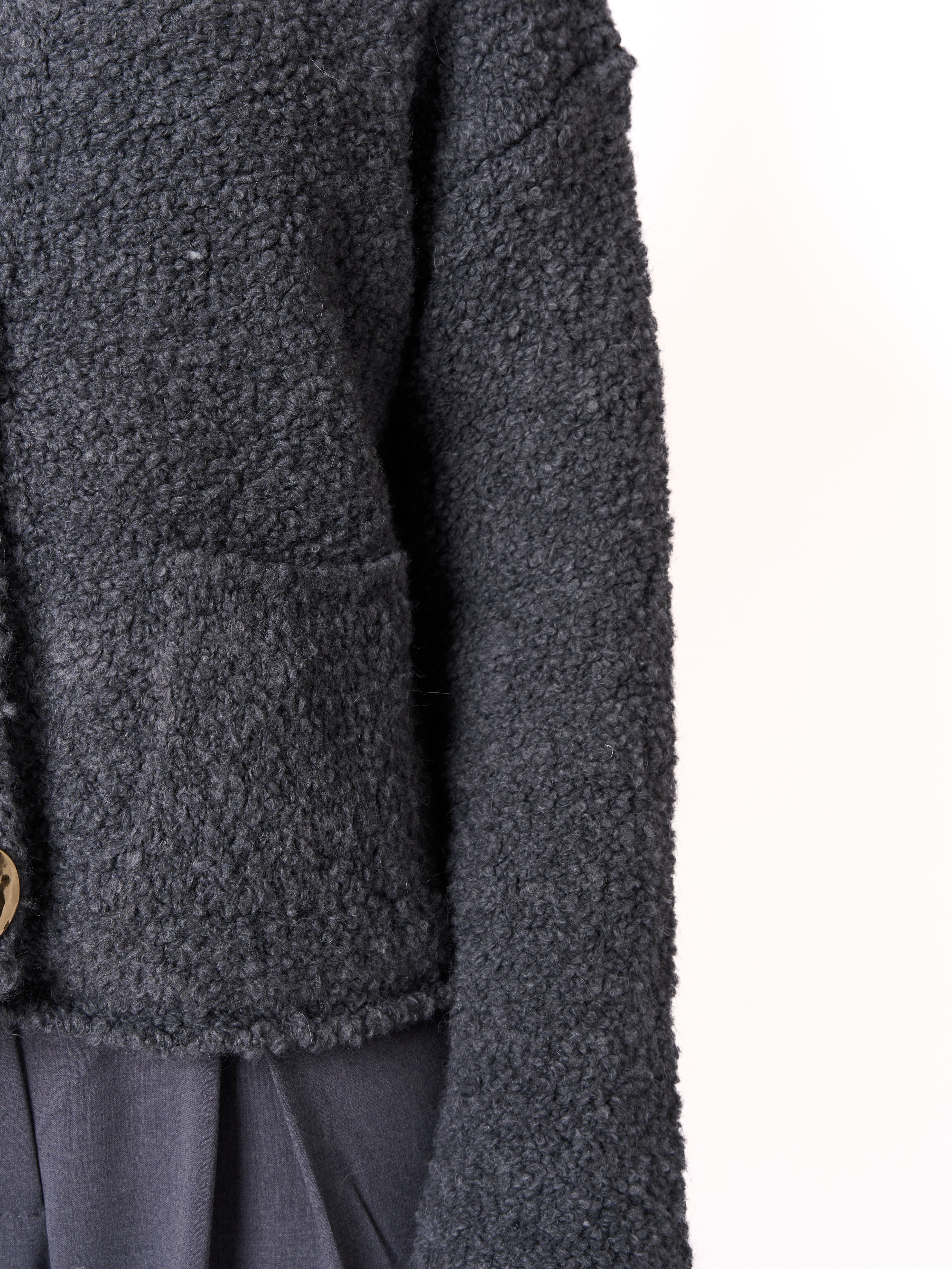 Bouclé Strickjacke Lara - Dunkelgrau