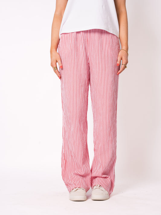Musselinhose Stripes - Rosa mit Rot