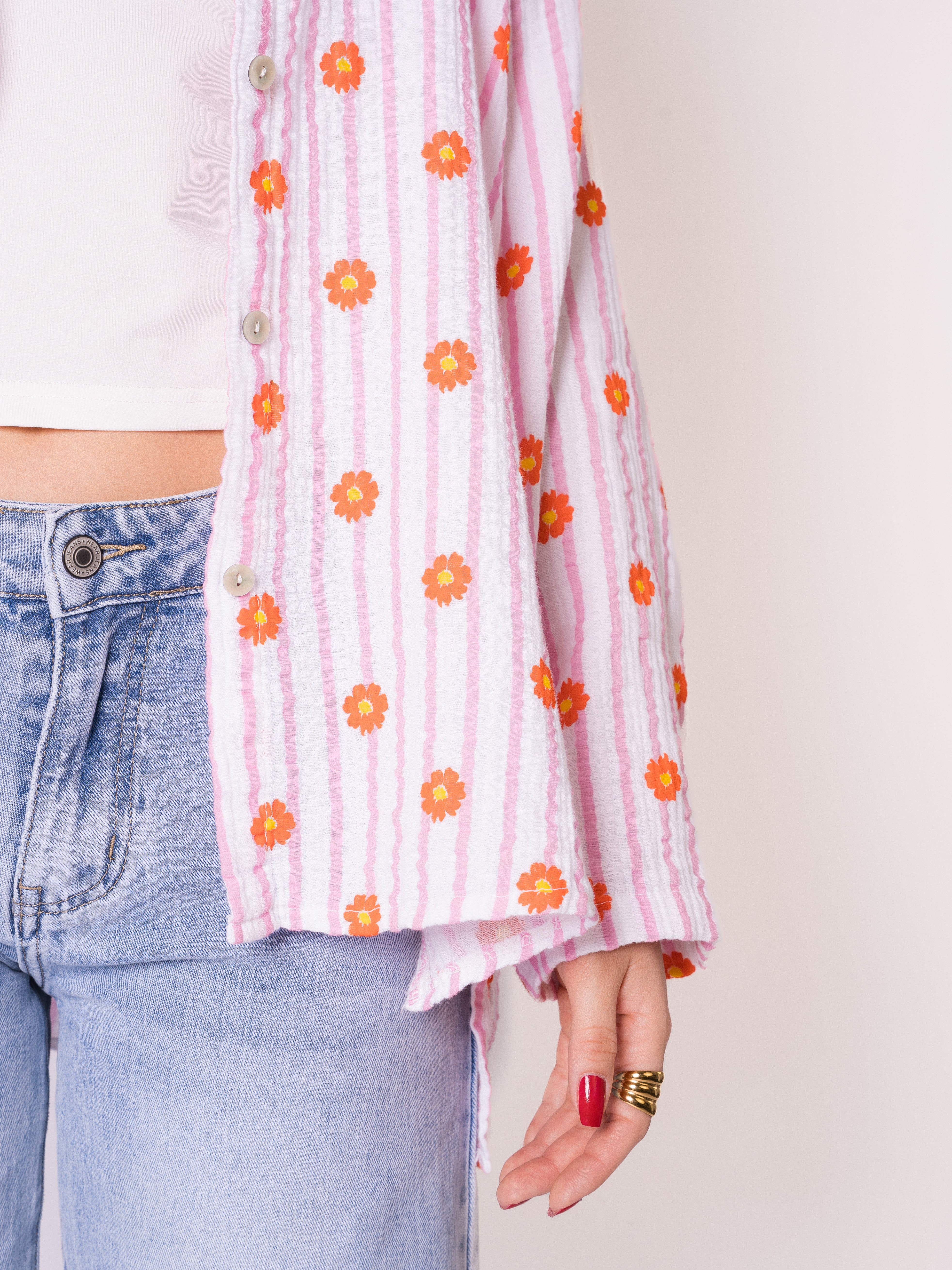 Musselinbluse Lulu Flower - Rosa