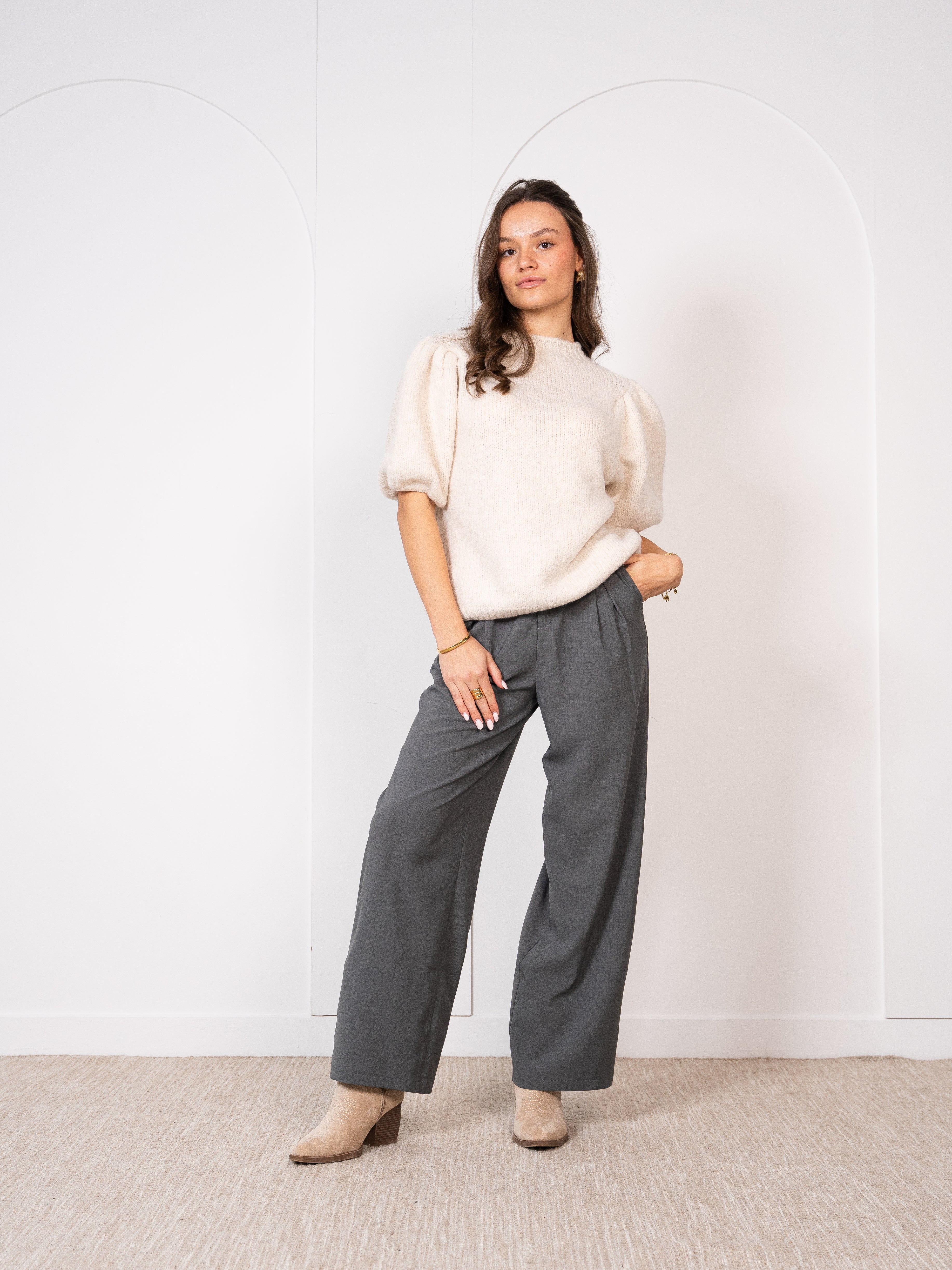 Carissa Volant Strickshirt - Creme