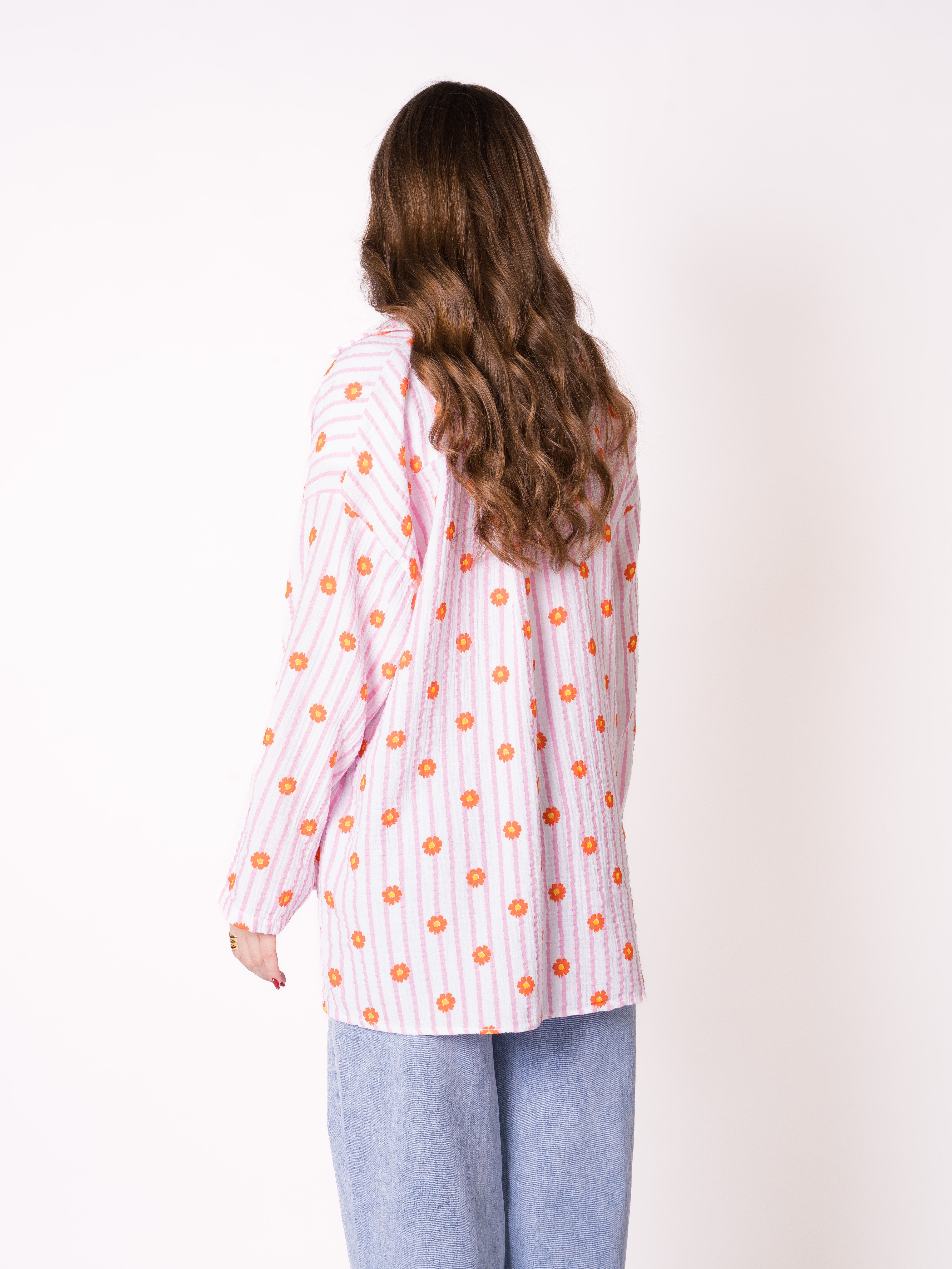 Musselinbluse Lulu Flower - Rosa