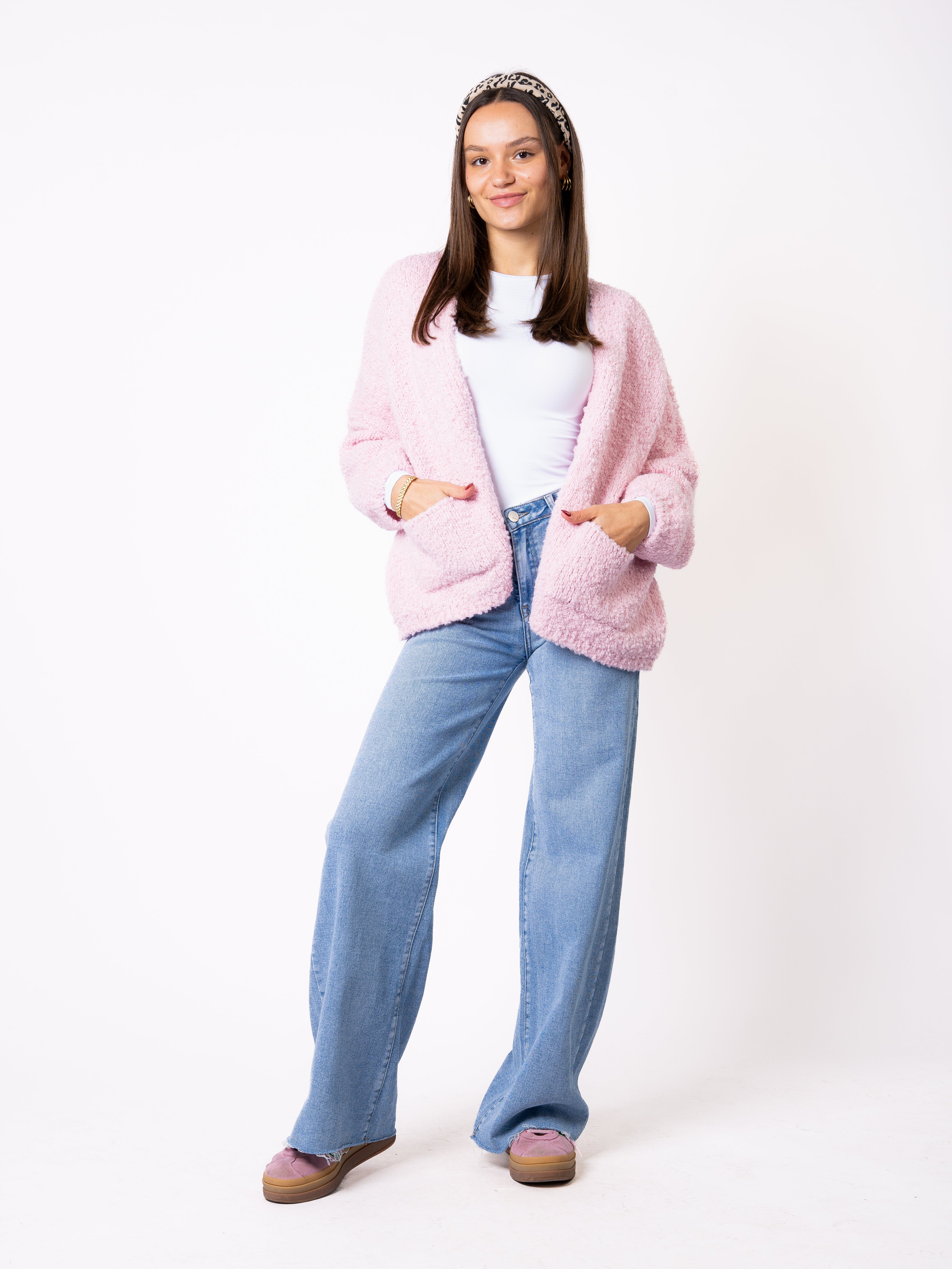 Bouclé Strickcardigan Melanie - Rosa