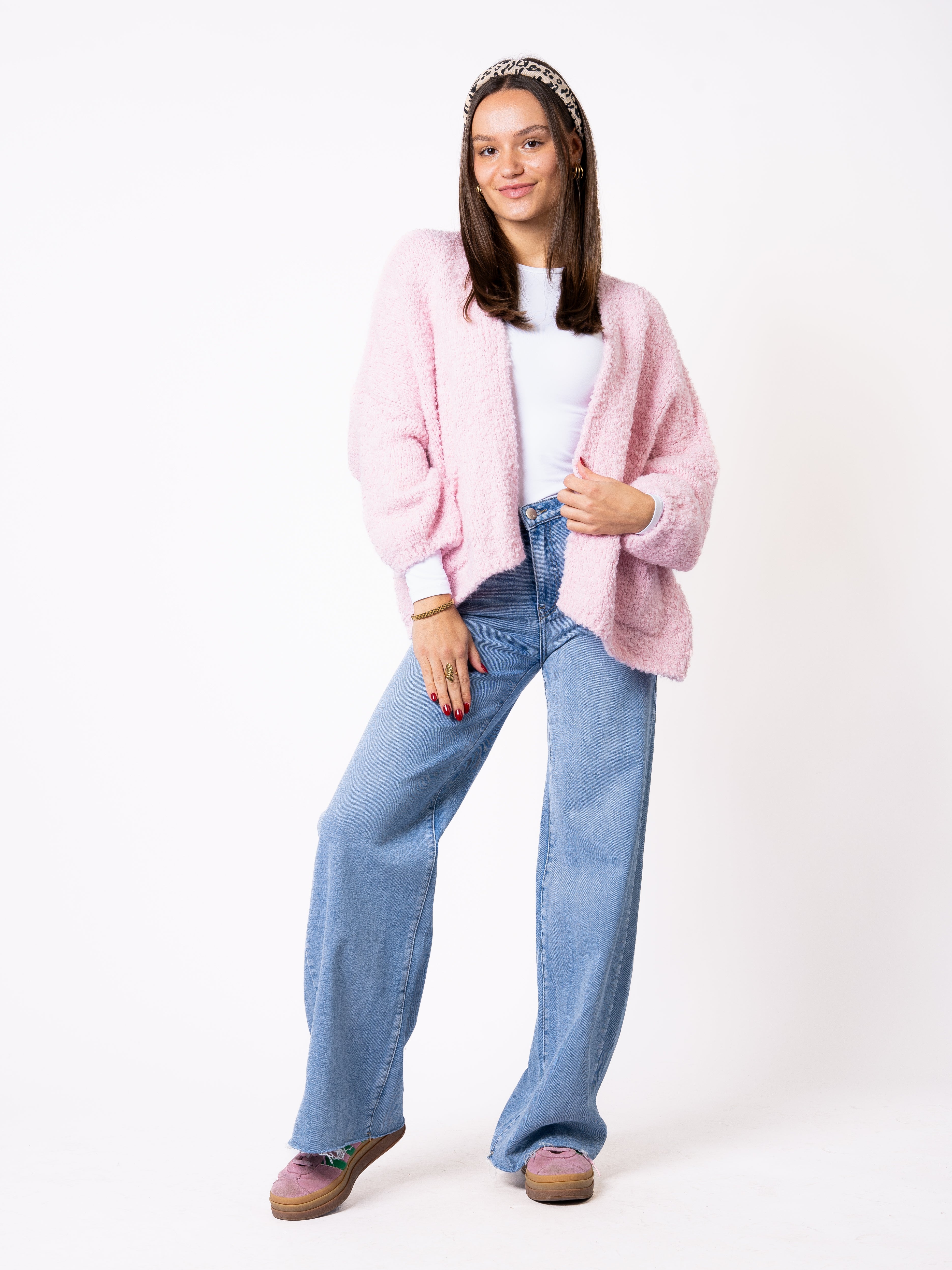 Bouclé Strickcardigan Melanie - Rosa