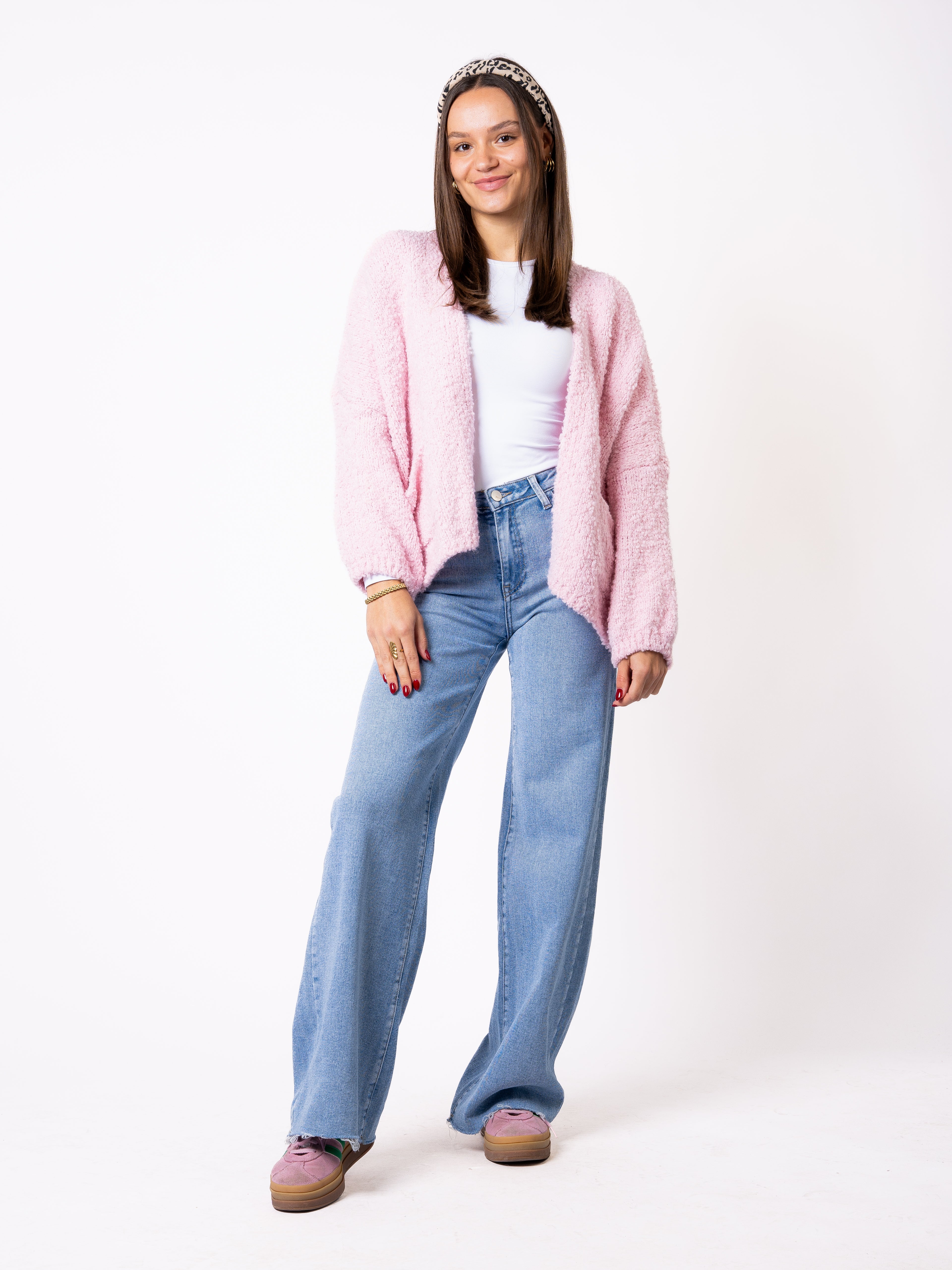 Bouclé Strickcardigan Melanie - Rosa