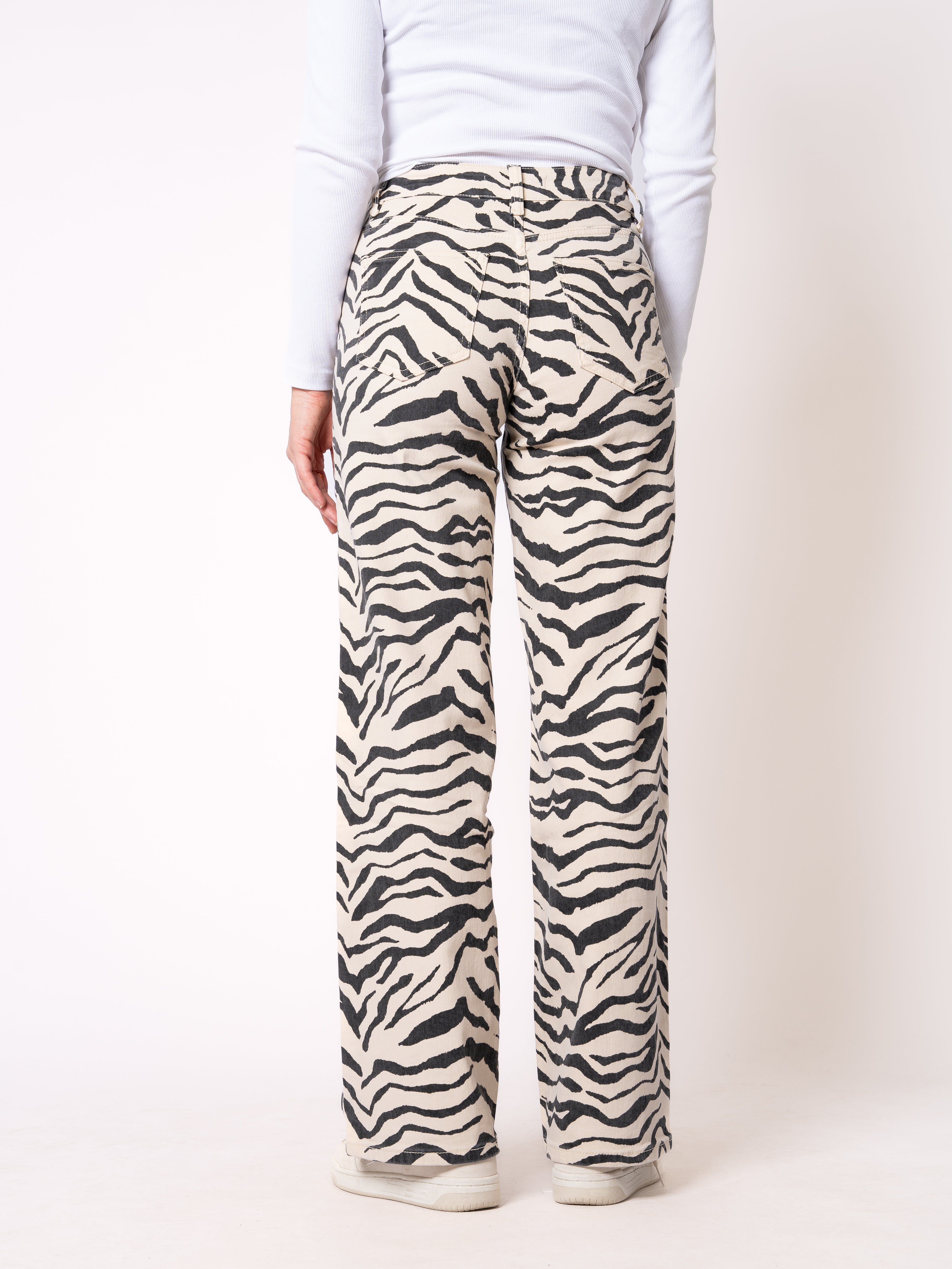 Wide Leg Jeans Zebra - Schwarz mit Weiß