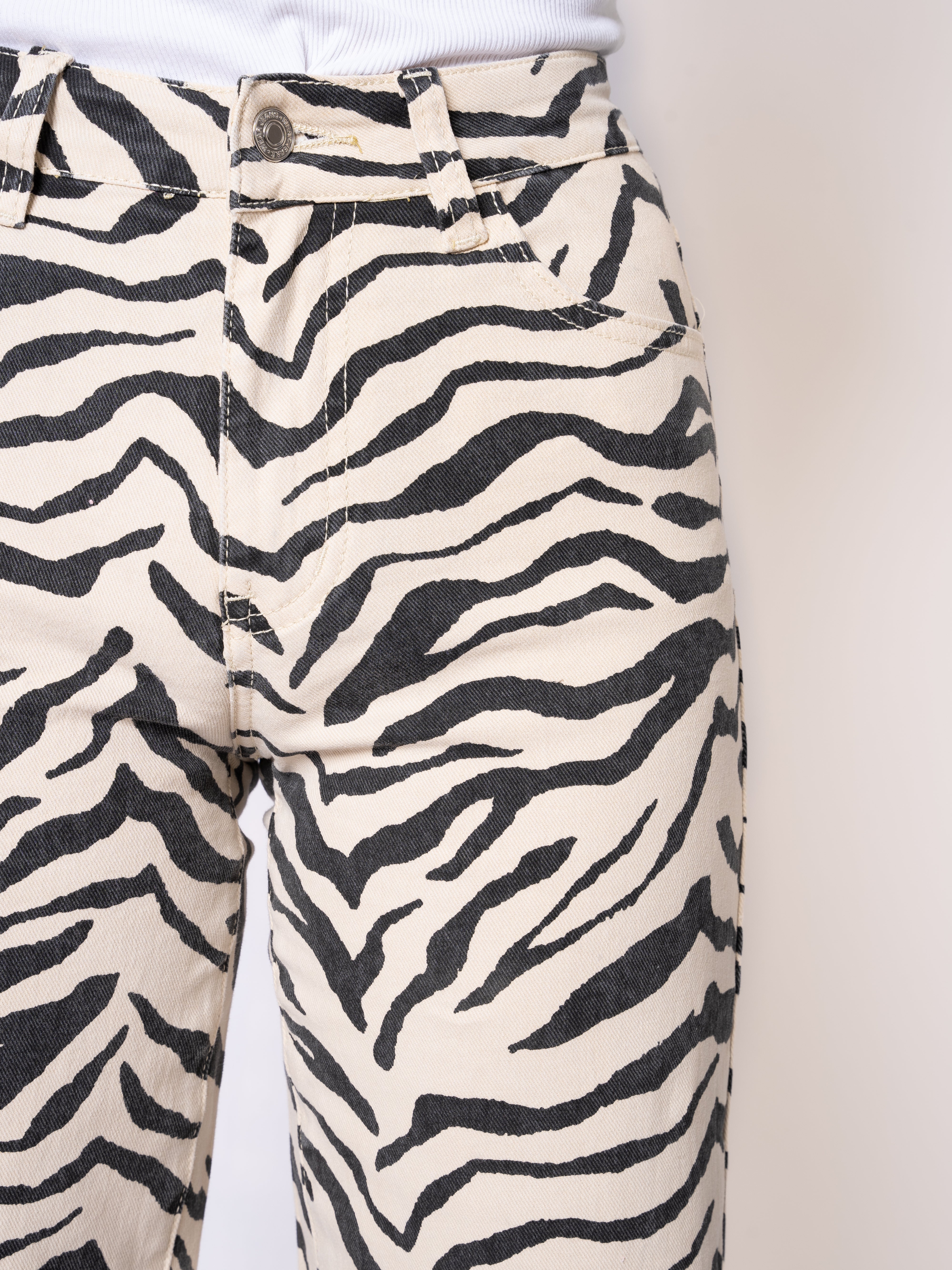 Wide Leg Jeans Zebra - Schwarz mit Weiß