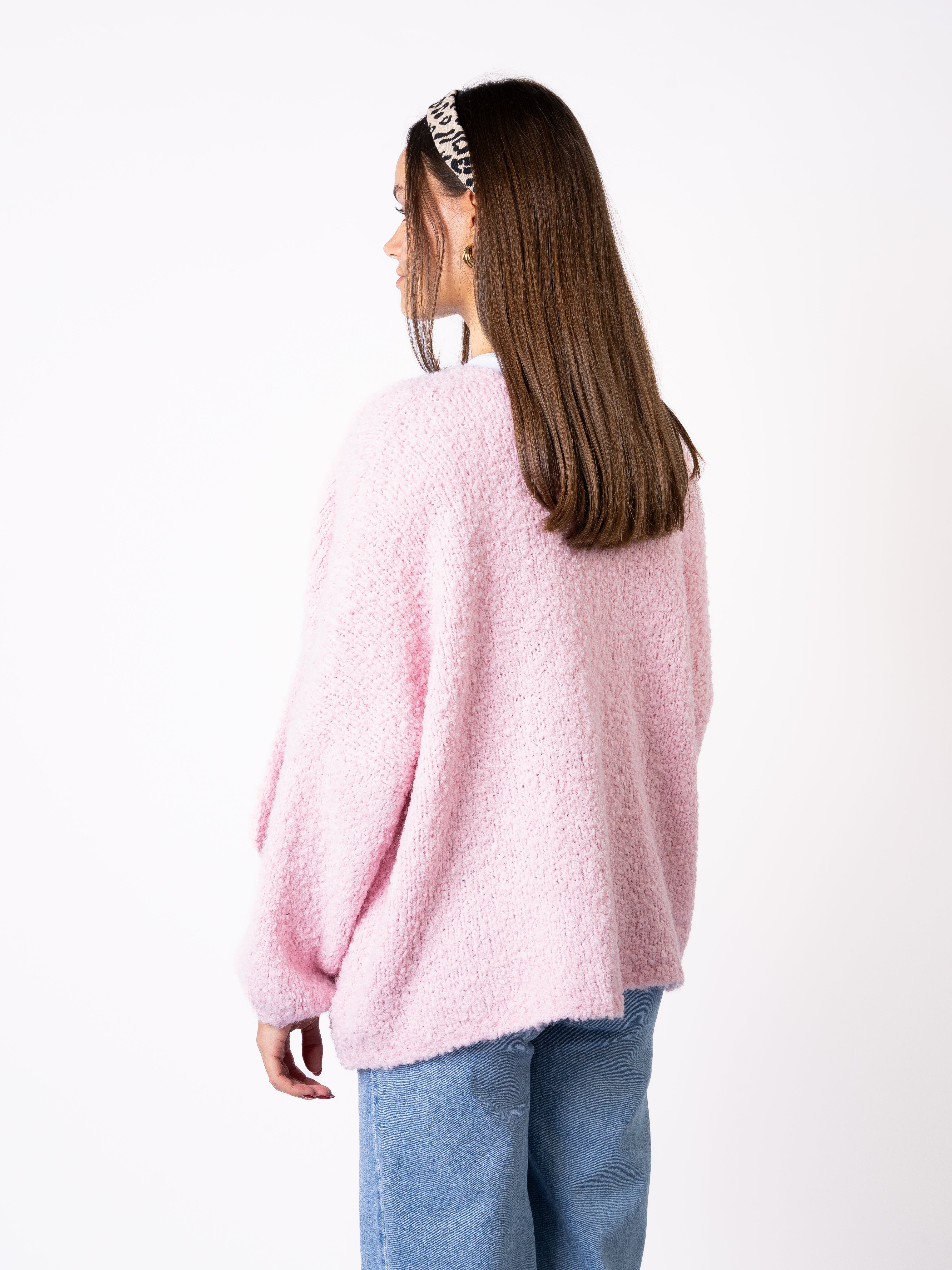 Bouclé Strickcardigan Melanie - Rosa