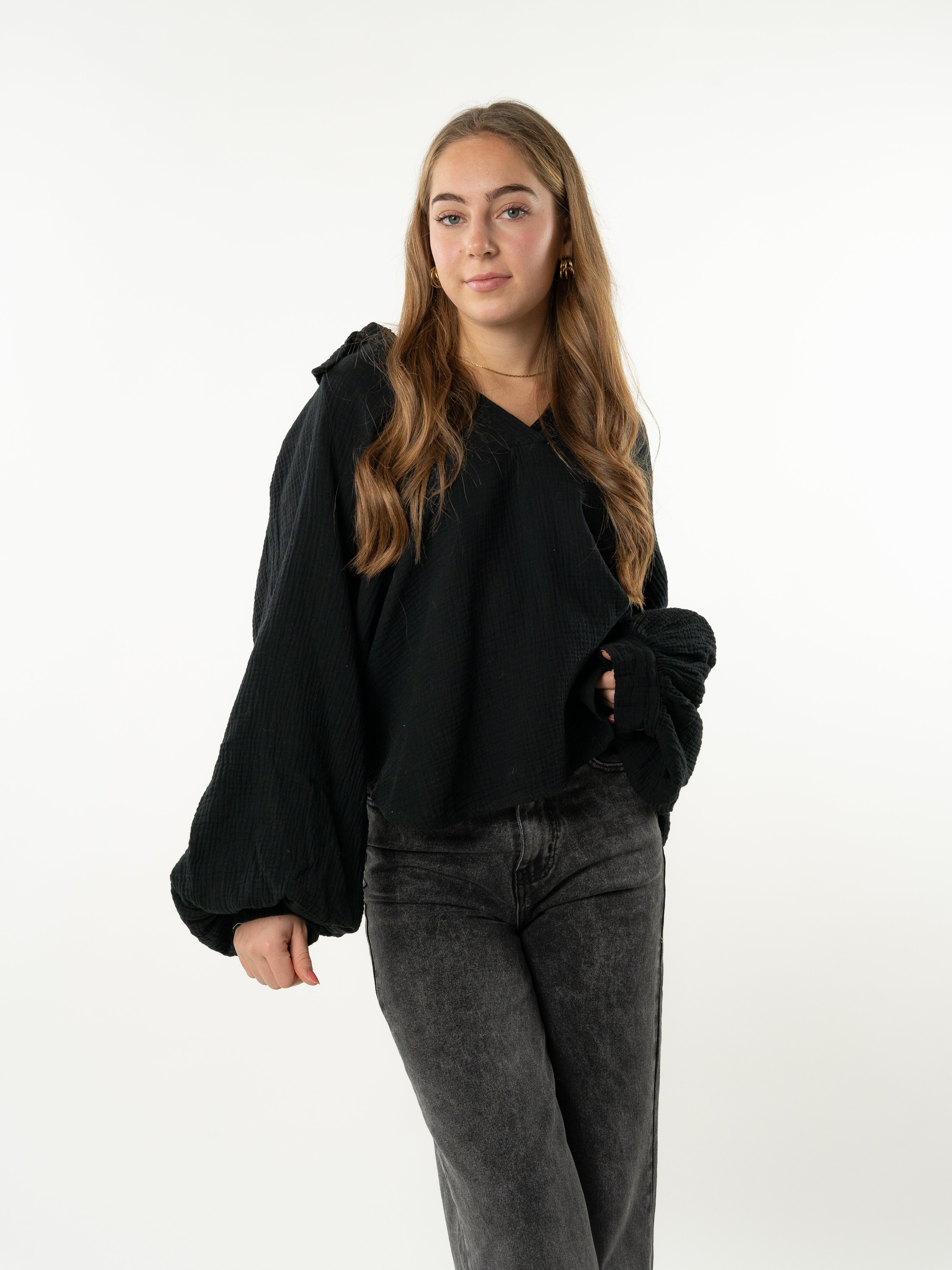 Musselin Bluse Penelope - schwarz