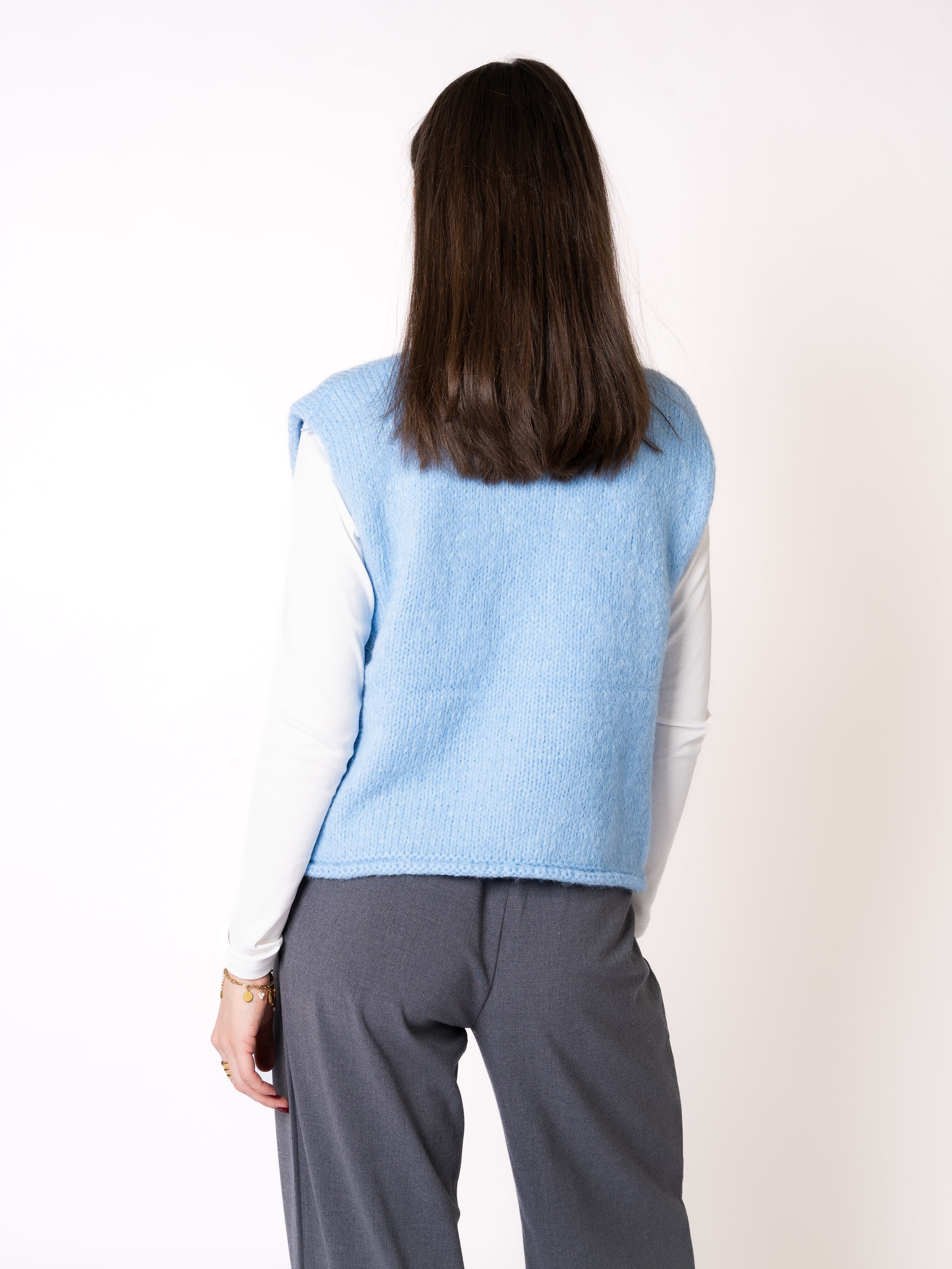 Kurzarm Strickweste Paula - Hellblau