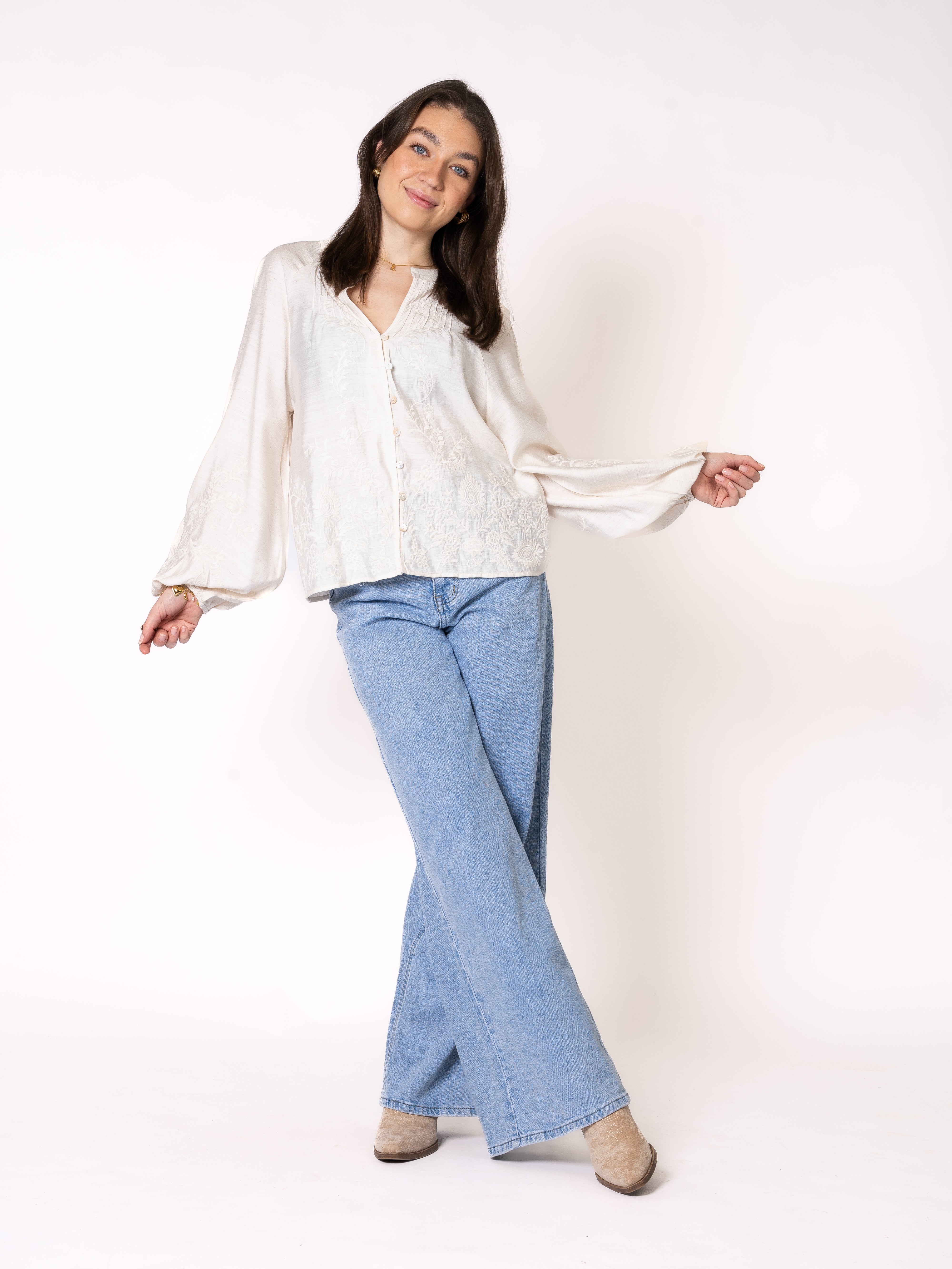 Western Vibes Boho Bluse - Creme