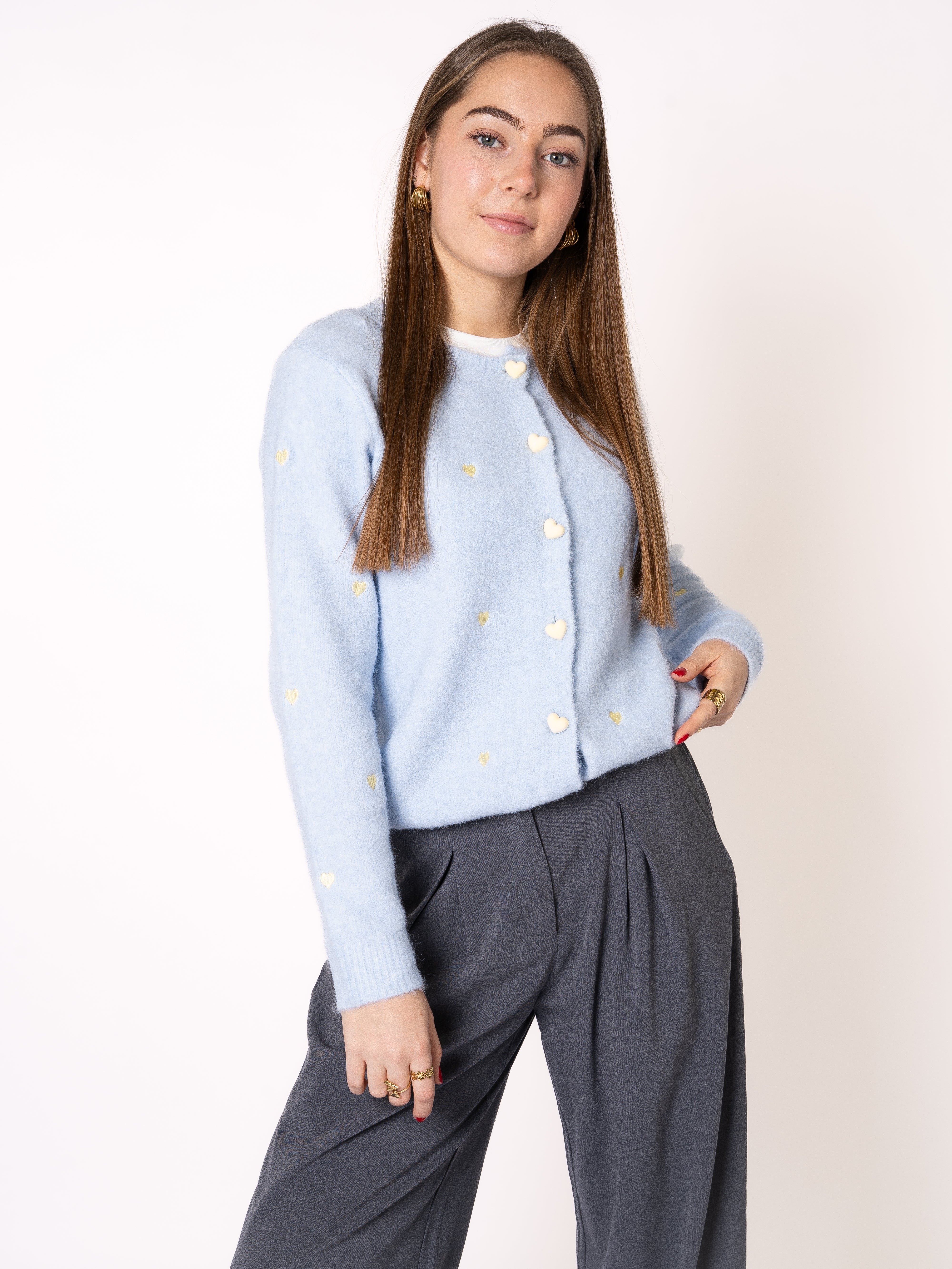 Love Stitches Strickjacke - Blau mit Gelb
