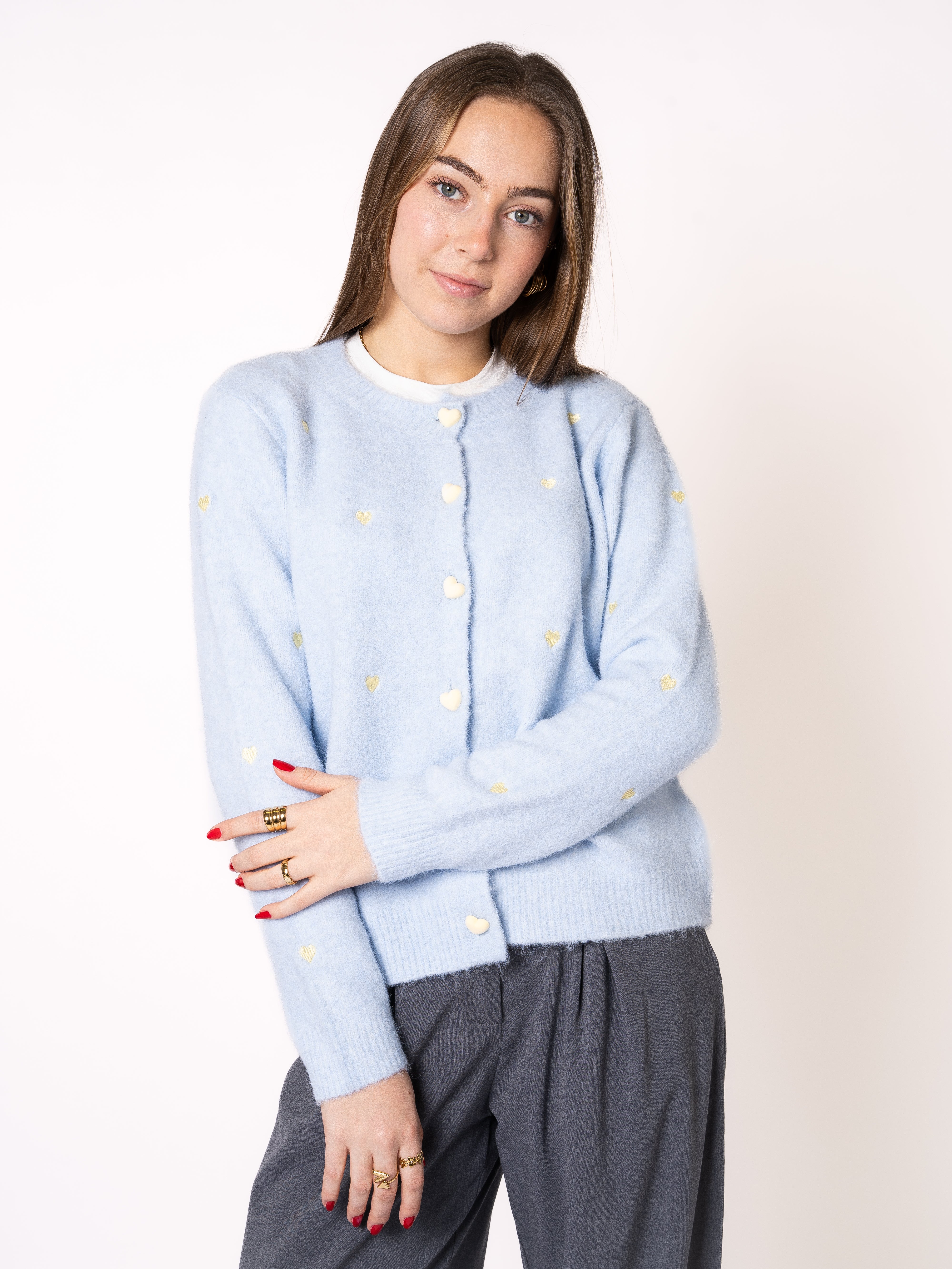 Love Stitches Strickjacke - Blau mit Gelb