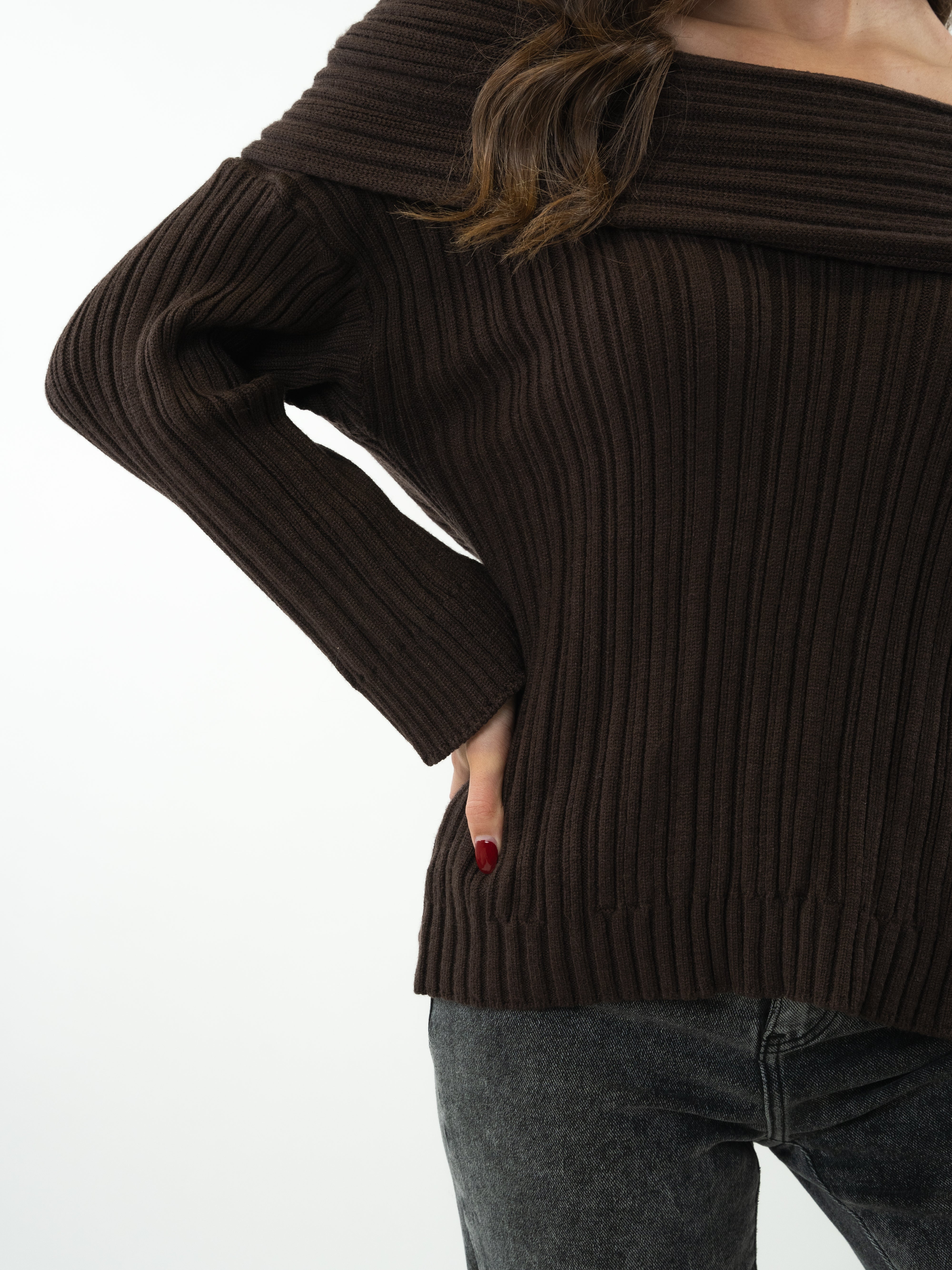 Off-Shoulder Pullover Madison - Chocolate