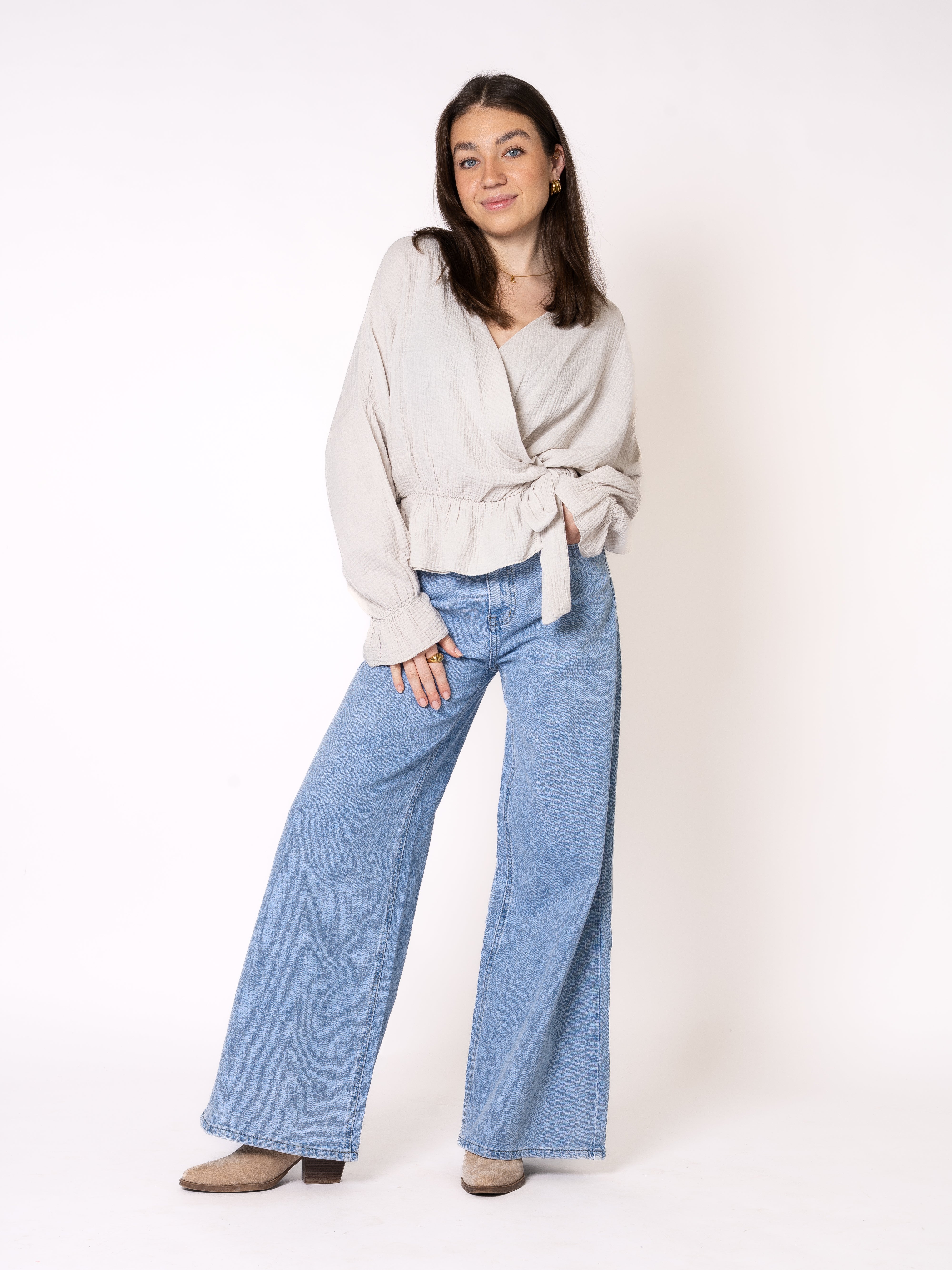 Musselin Wickelbluse Smilla Beige