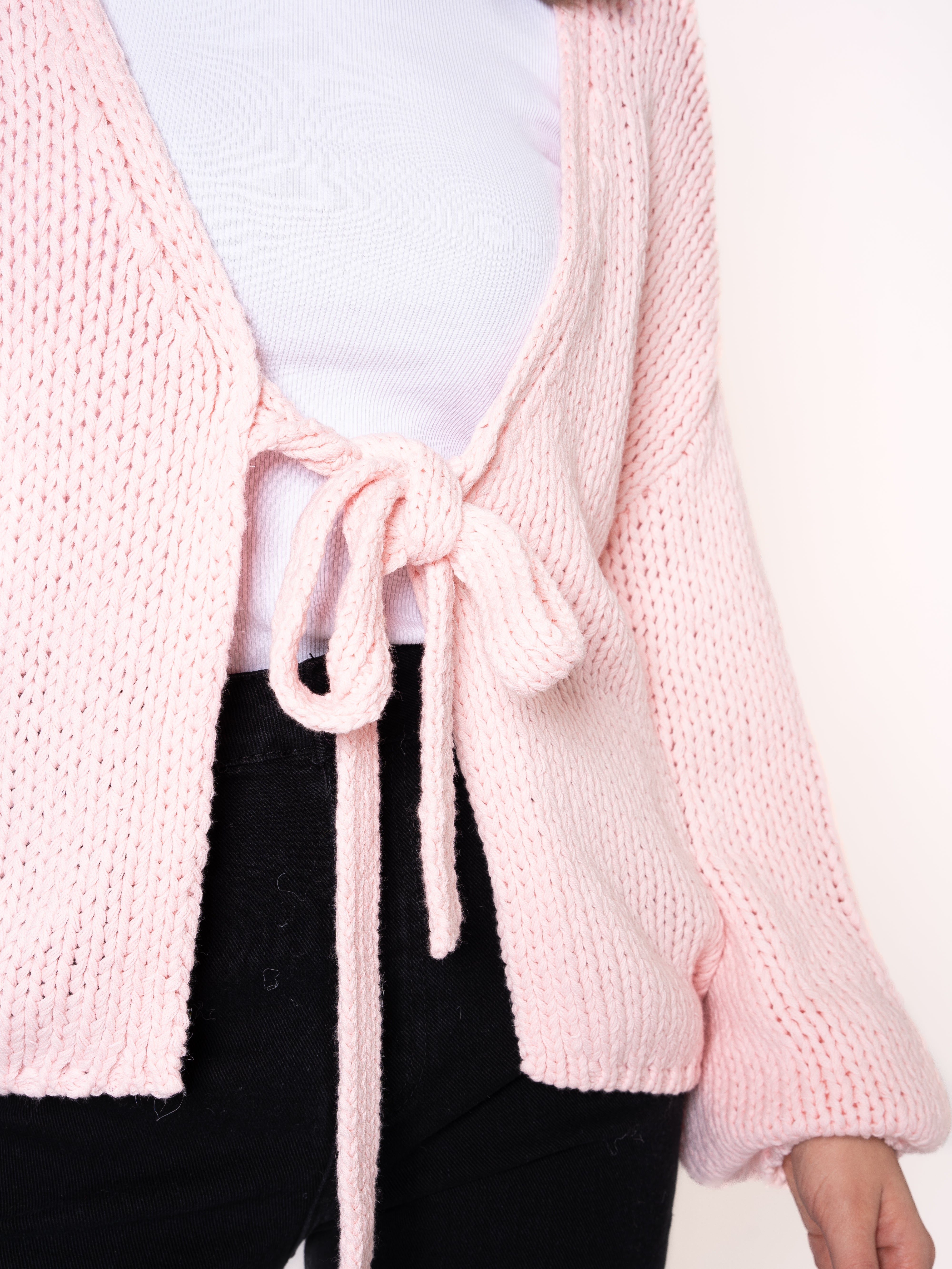Bow Knit Cardigan Amber - Rosa