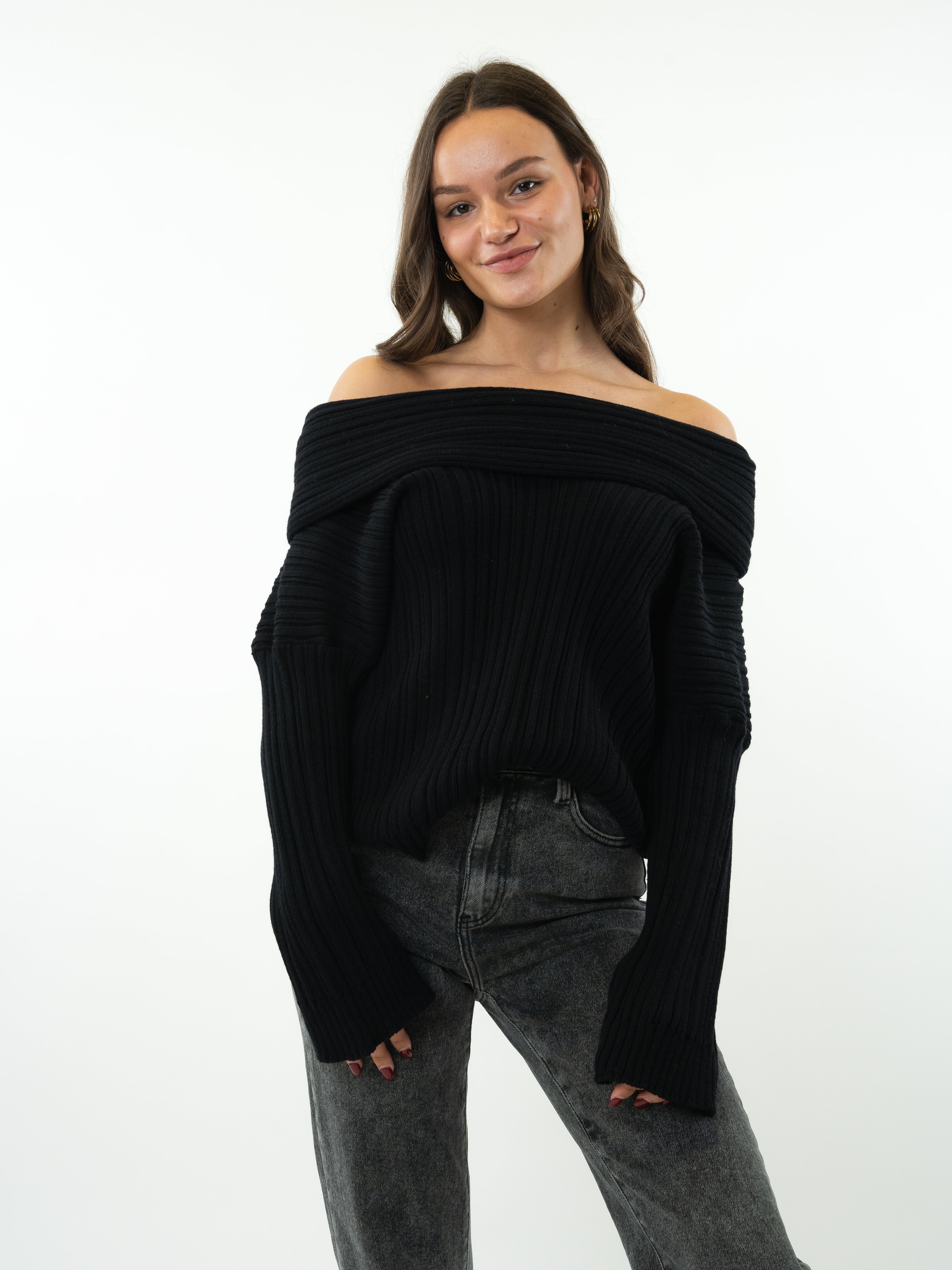 Off-Shoulder Pullover Madison - Schwarz