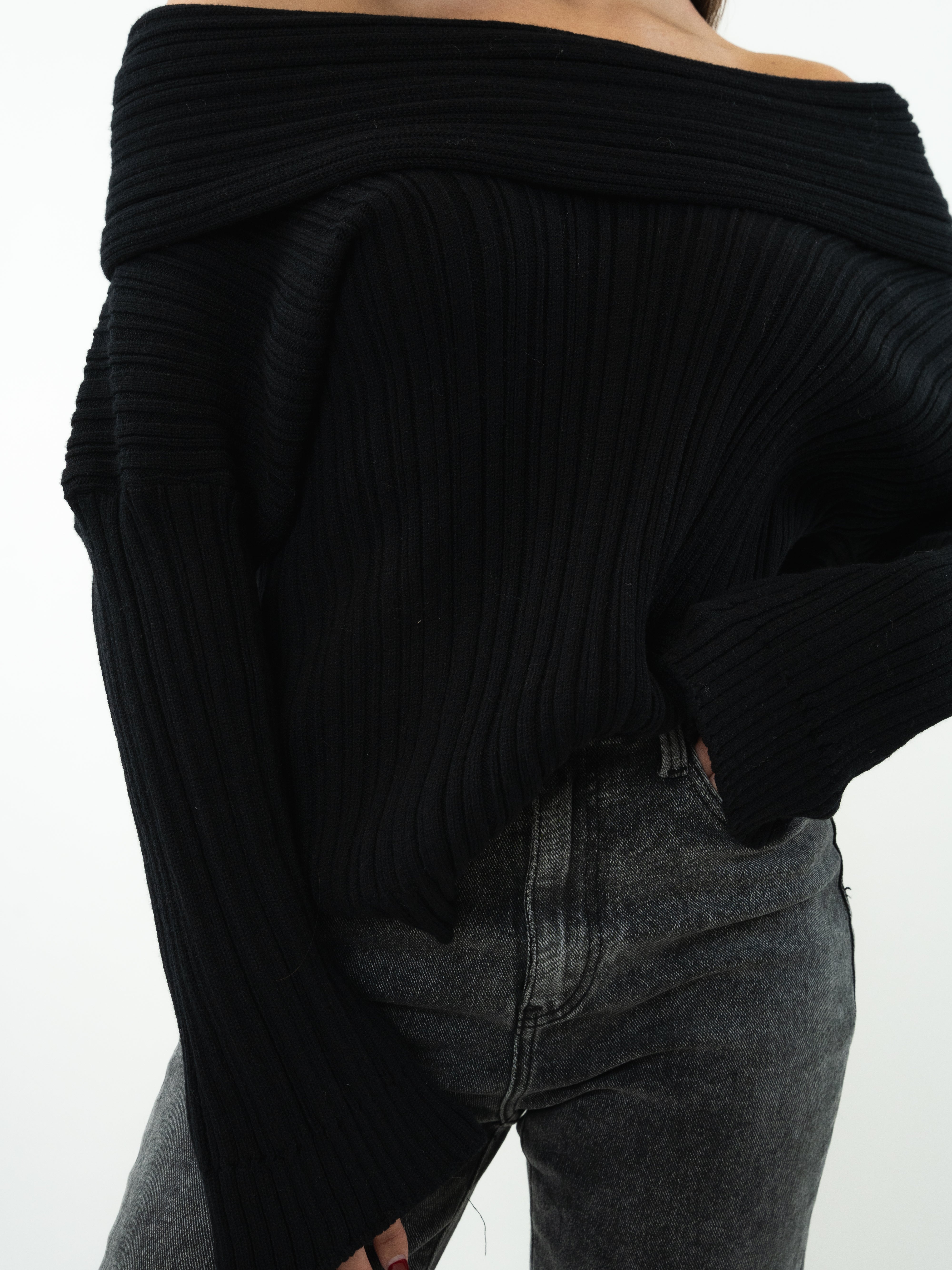 Off-Shoulder Pullover Madison - Schwarz