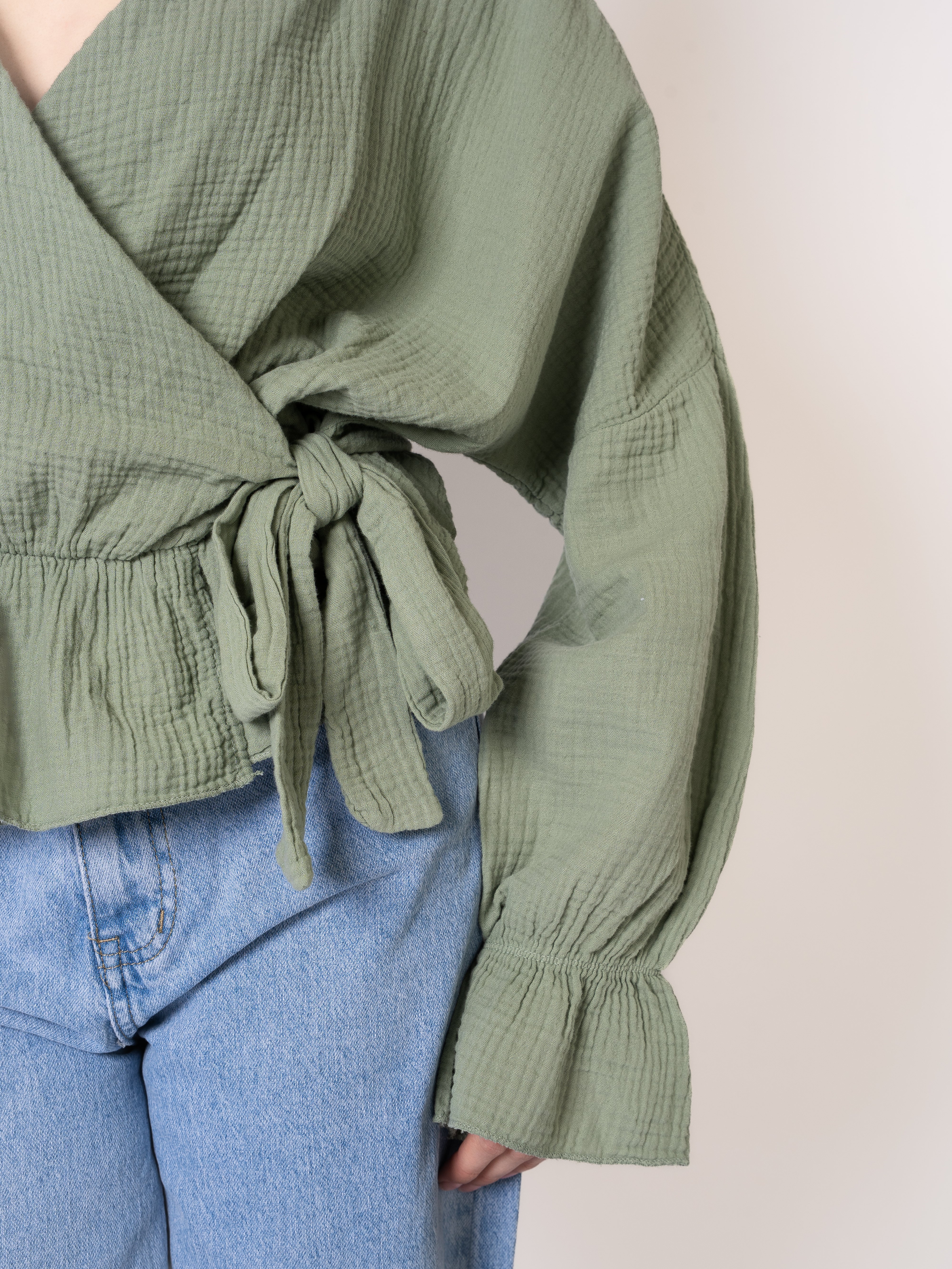 Musselin Wickelbluse Smilla khaki