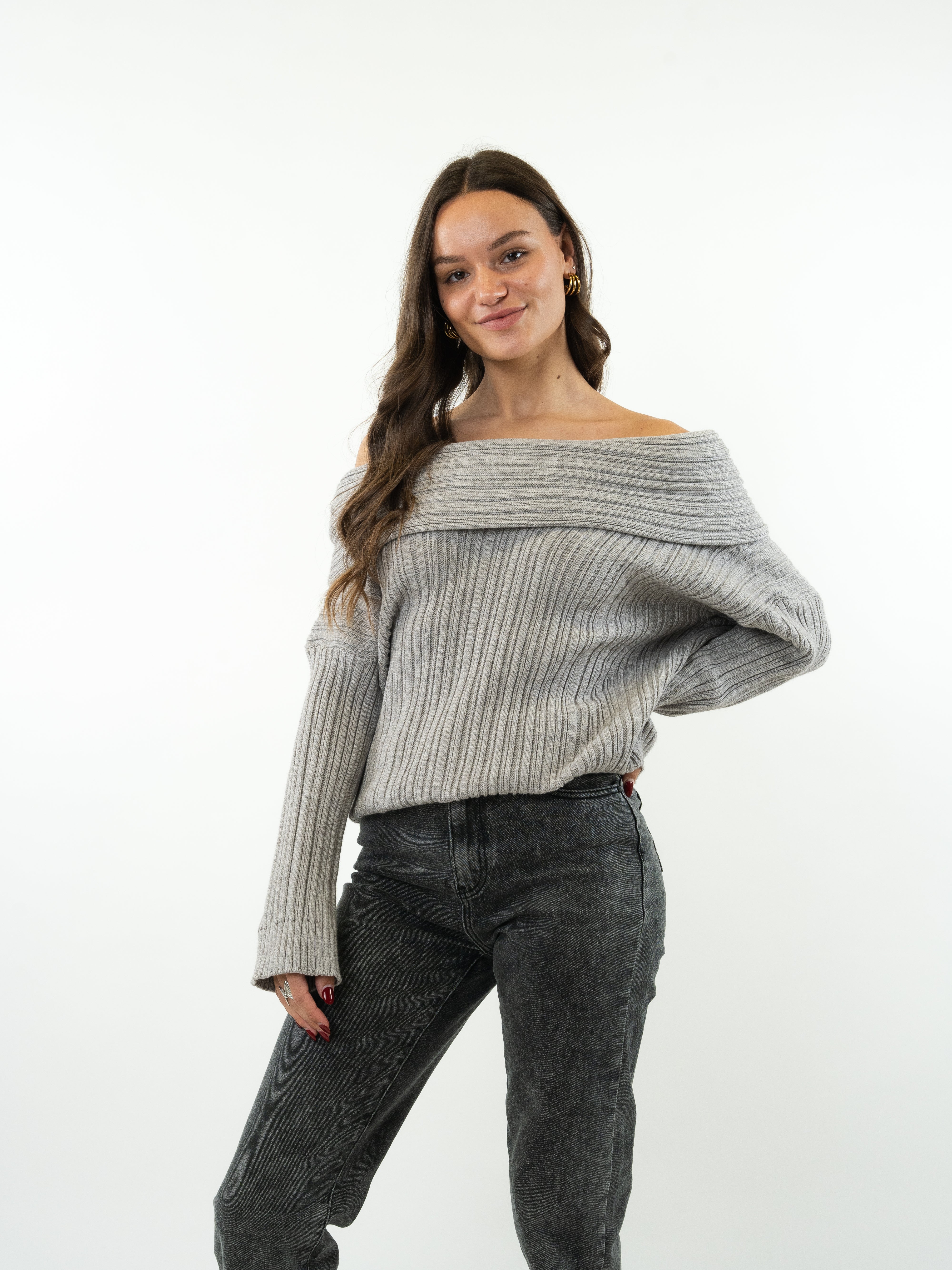 Off-Shoulder Pullover Madison - Grau